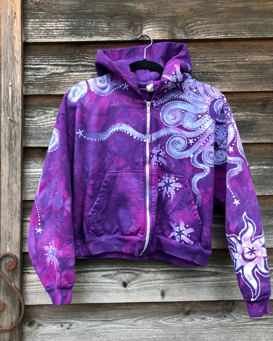 Magenta Moonbeams Handmade Batik Hoodie hoodie batikwalla