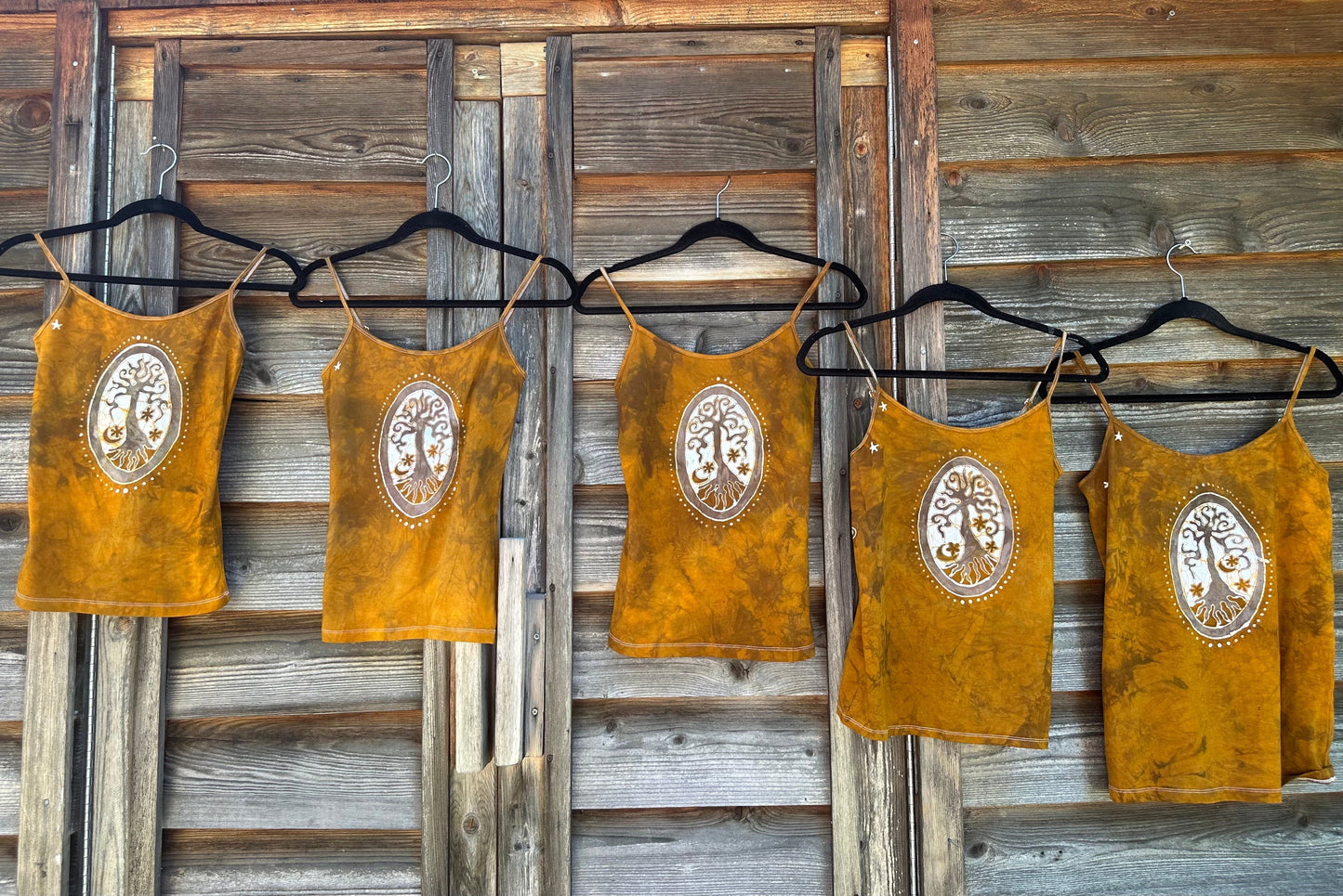 Golden Hour Forest Pendant - Hand Painted Batik Tank Top Tops batikwalla 2X