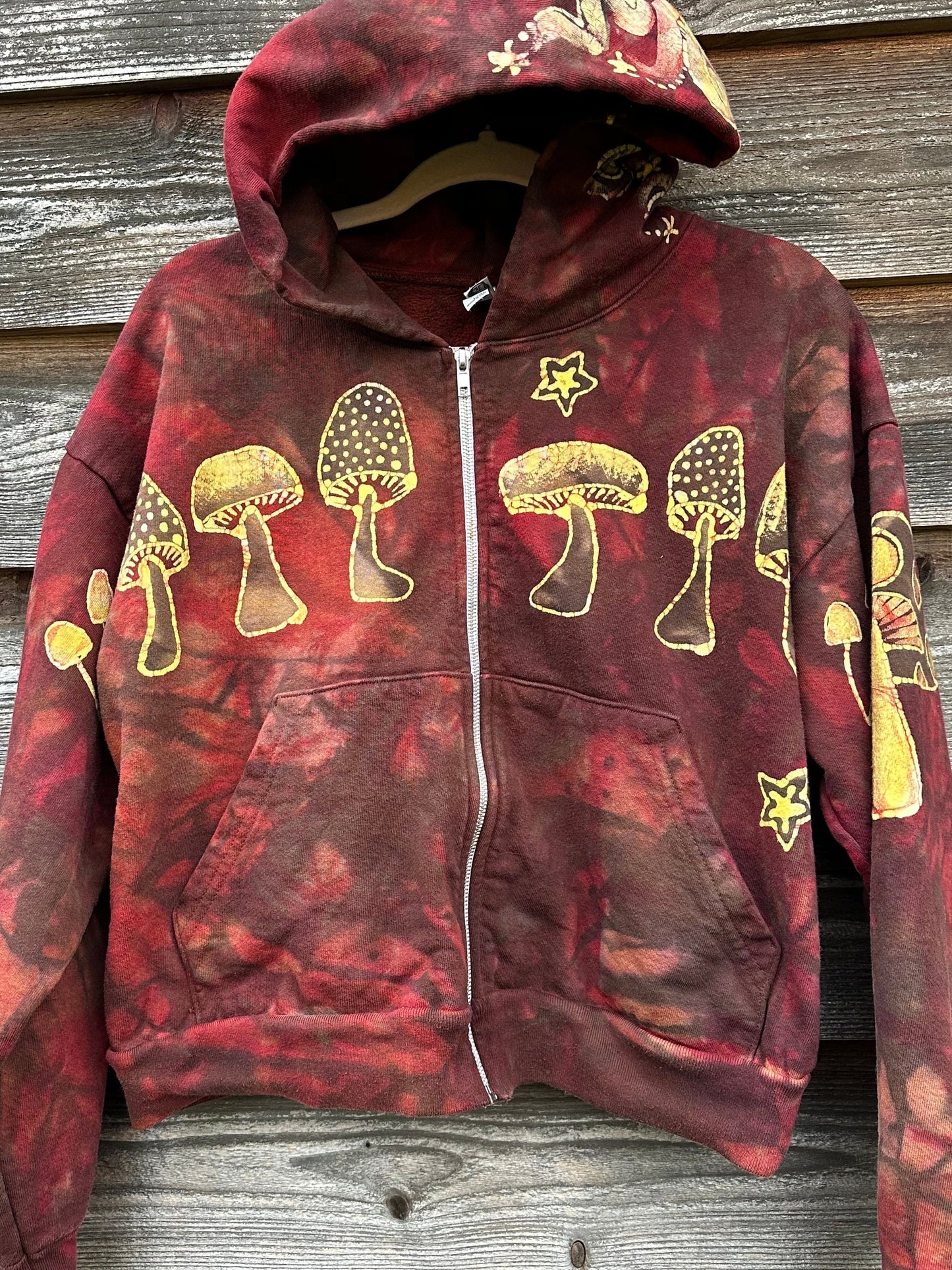 Mushroom Hunter Batik Hoodie - Fire Red hoodie batikwalla