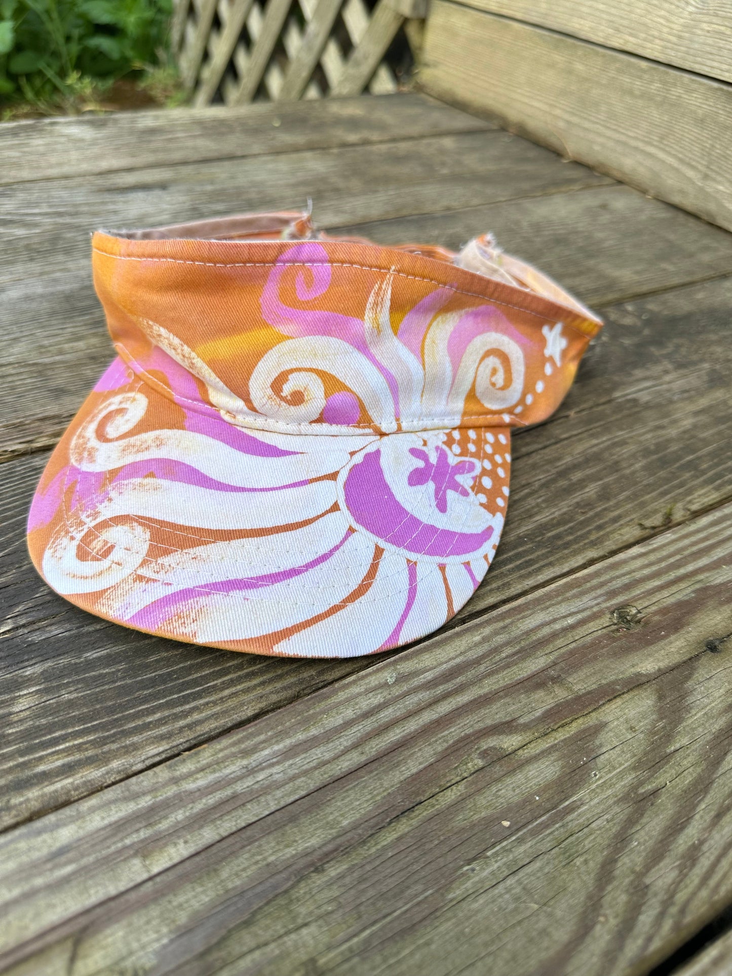 Orange Cream Moon and Stars Sun Visor visor batikwalla