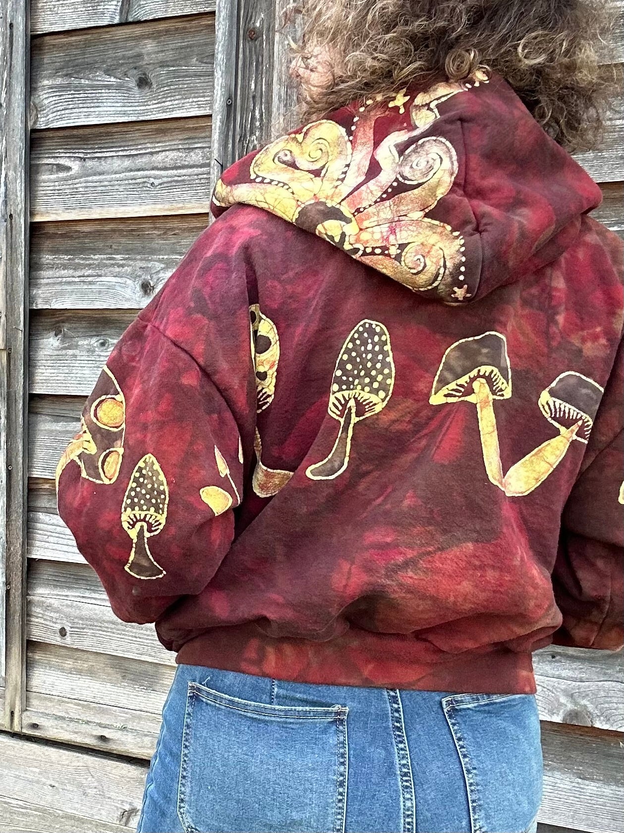 Mushroom Hunter Batik Hoodie - Fire Red hoodie batikwalla