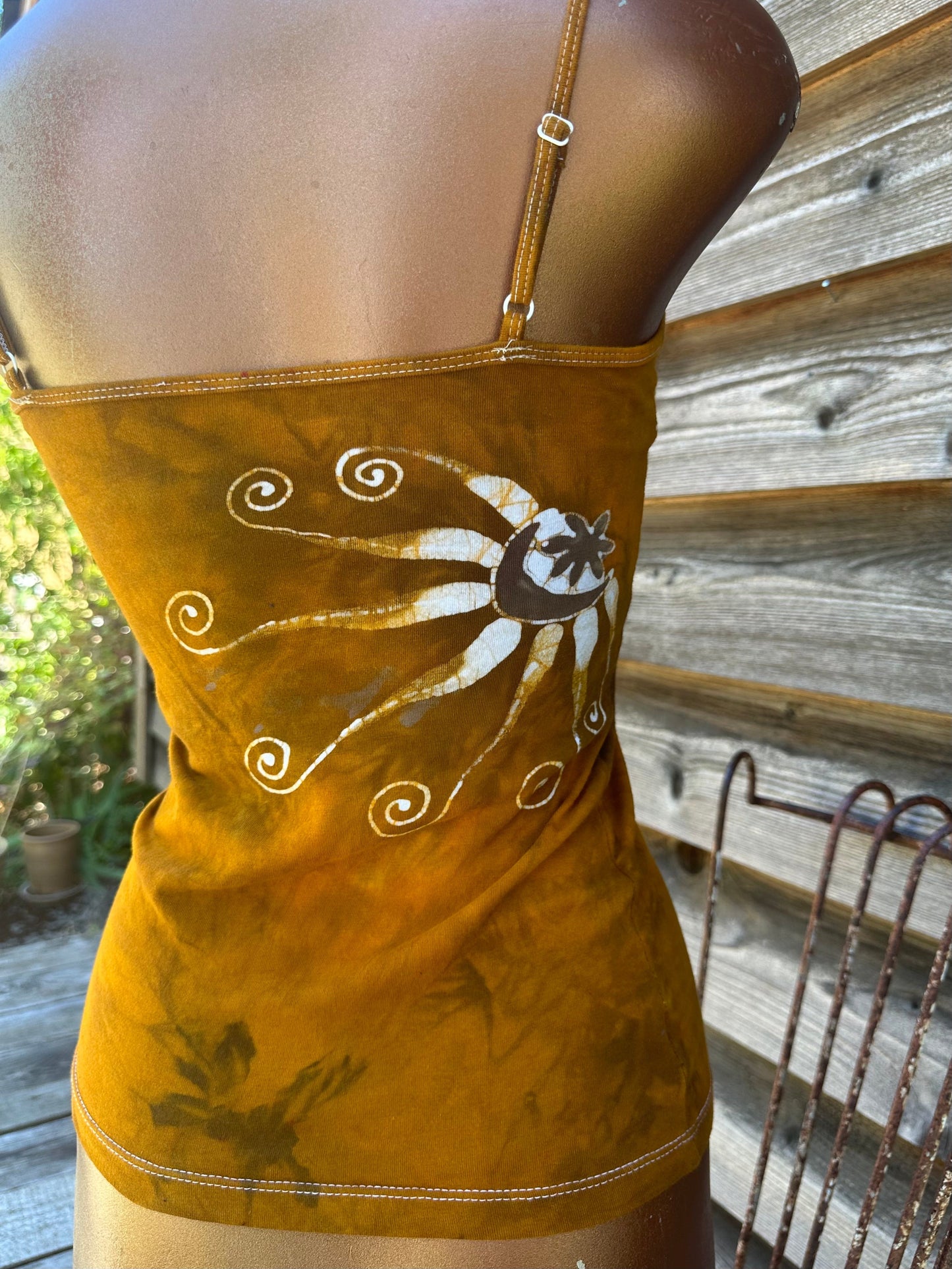 Golden Hour Forest Pendant - Hand Painted Batik Tank Top Tops batikwalla