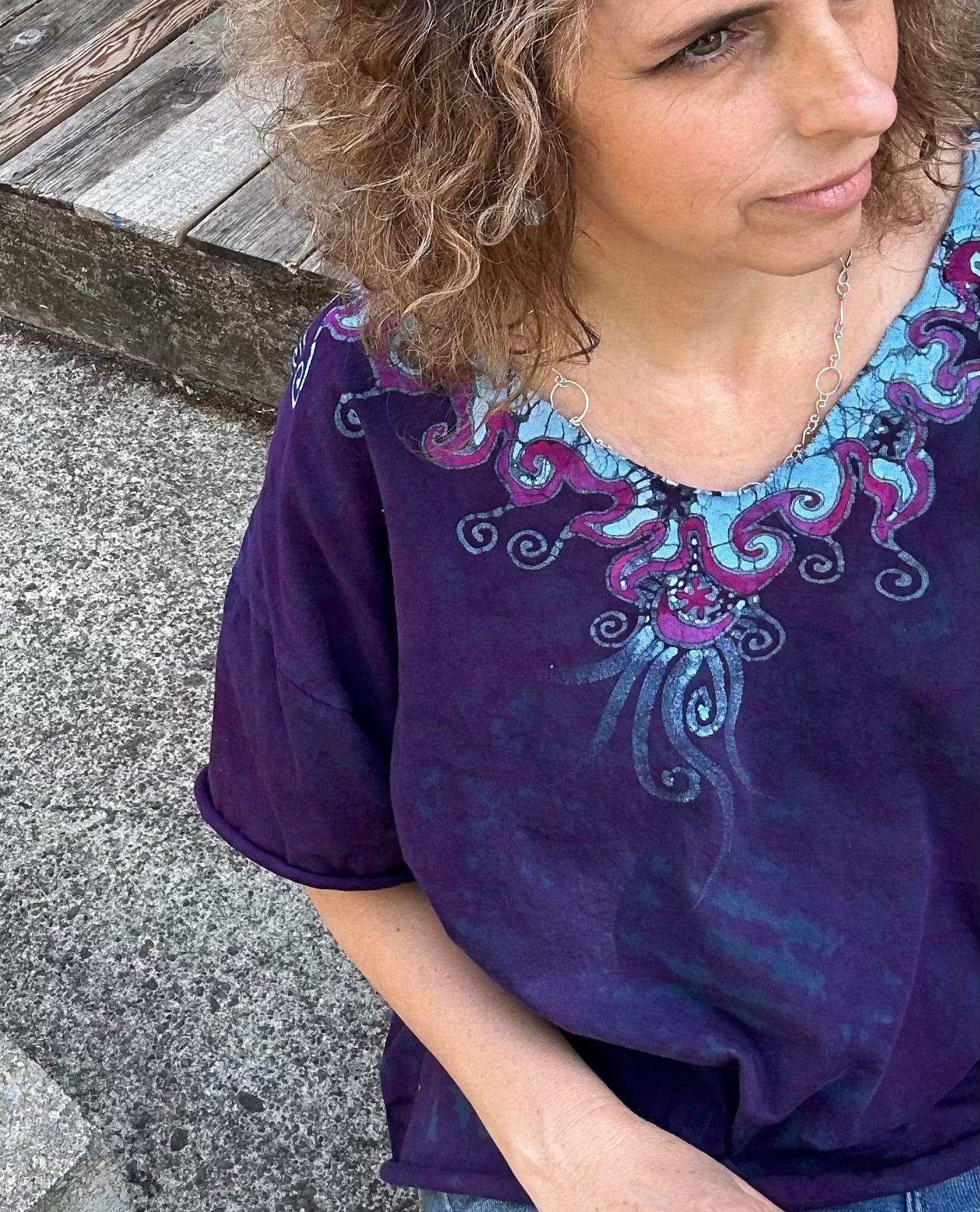 Sapphire Moon Batik Necklace Tee Shirts & Tops Batikwalla by Victoria