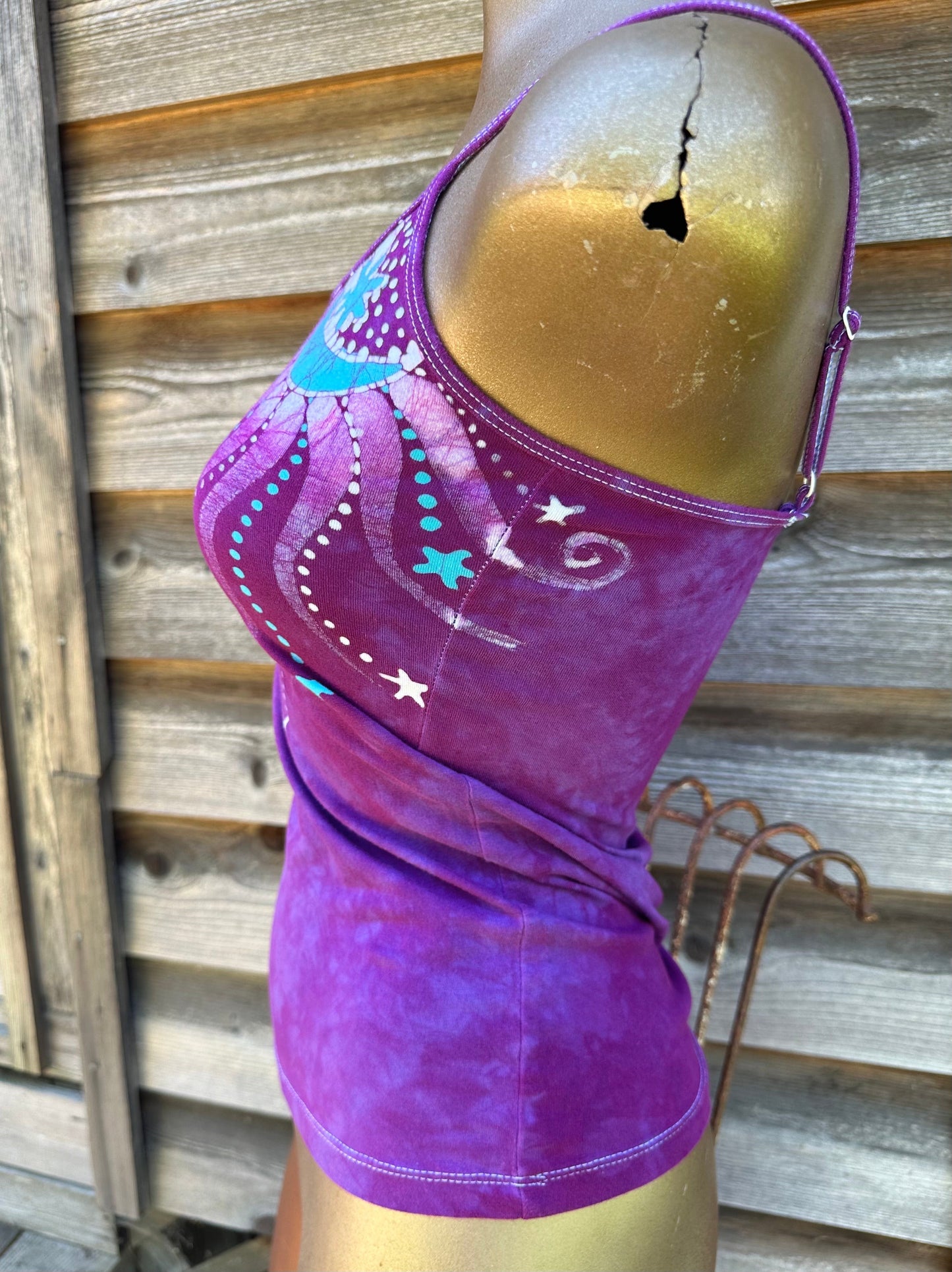 Magenta Moonbeams Hand Painted Batik Tank Top Tops batikwalla