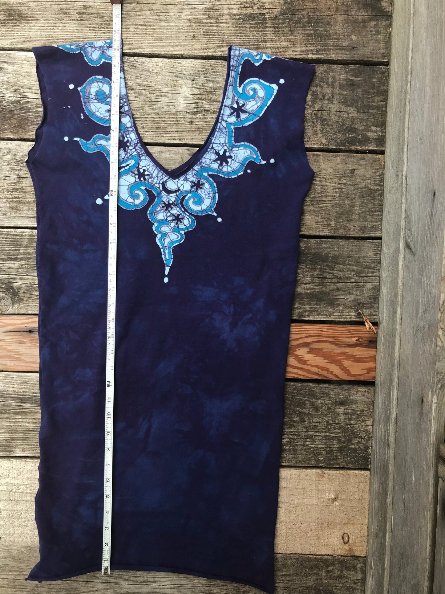 Blue and Purple Tribal Stretchy Hemp Tube Dress Batik Dresses Batikwalla