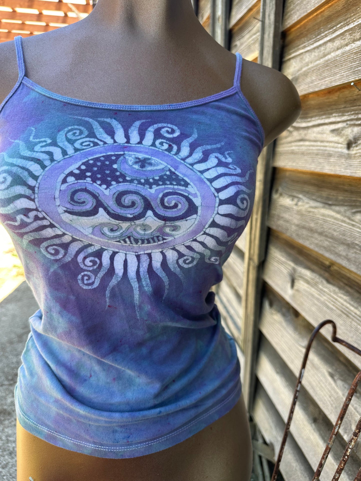 Waves and Sunshine Hand Painted Batik Tank Top Tops batikwalla Medium