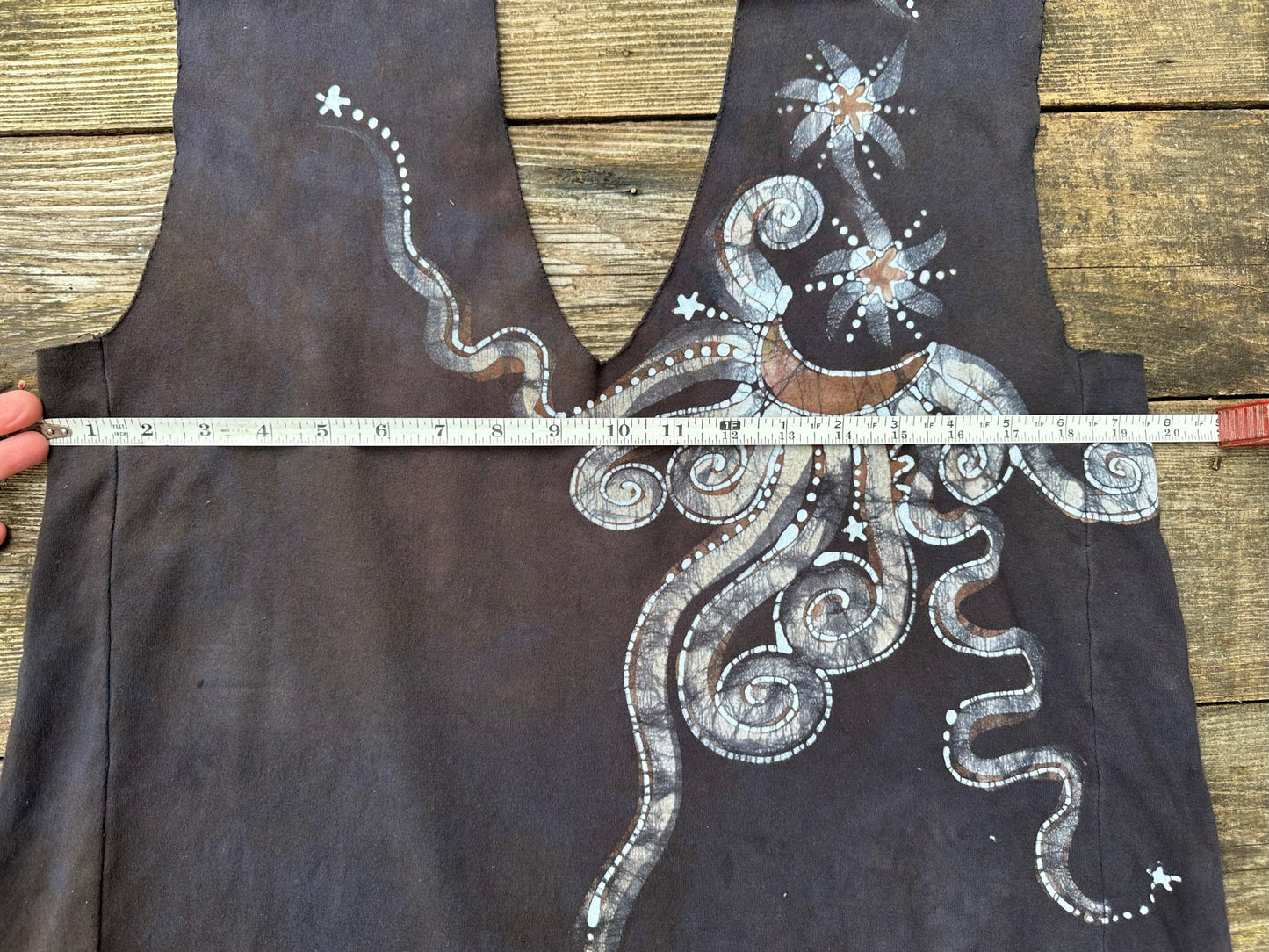 Daytime Dark Woods Organic Cotton Batik Dress Tunic Top - size Large Batik Dresses Batikwalla