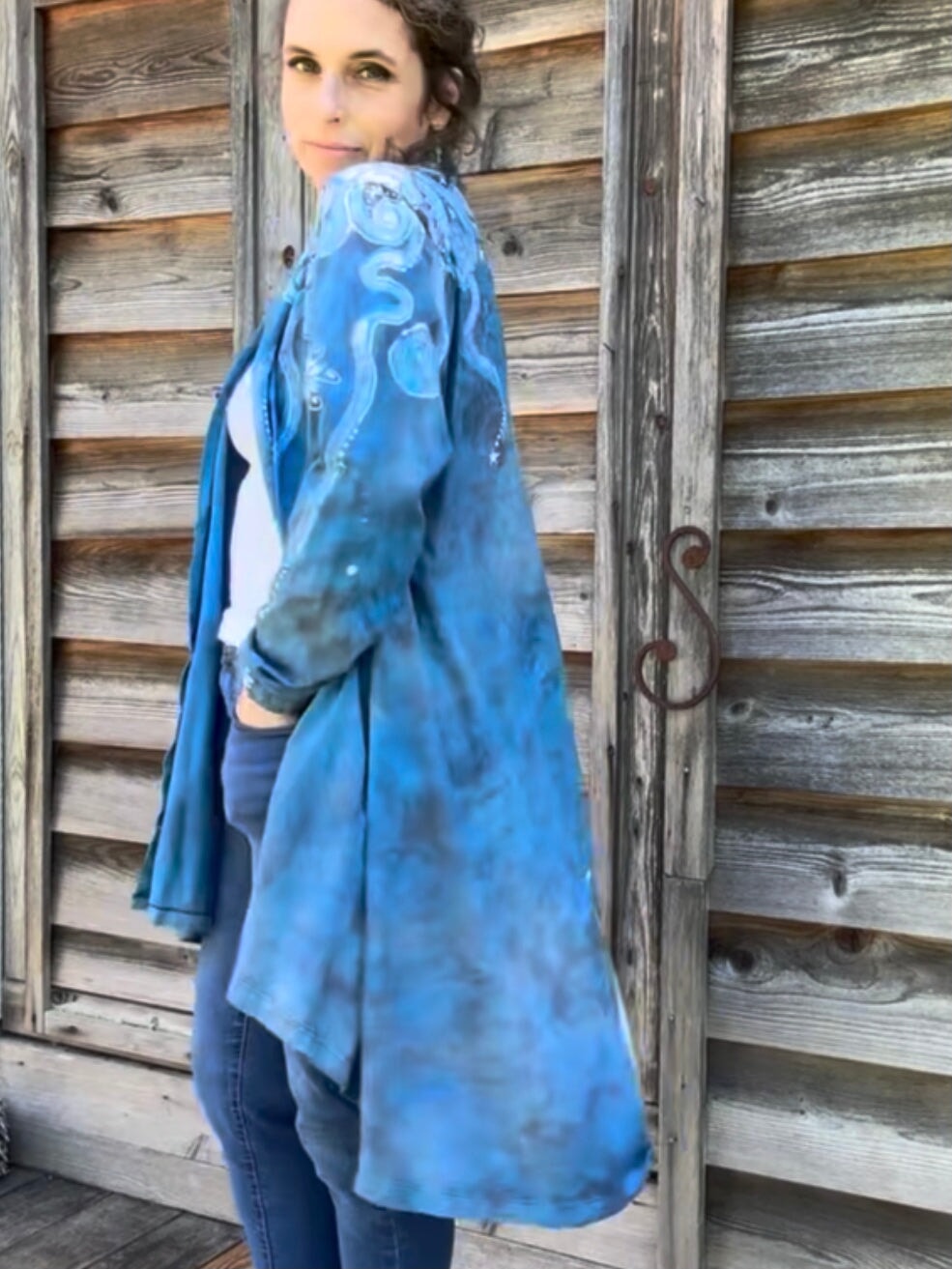 Denim Sky Blue Moonbeams Duster Cardigan Jacket Shirts & Tops Batikwalla by Victoria