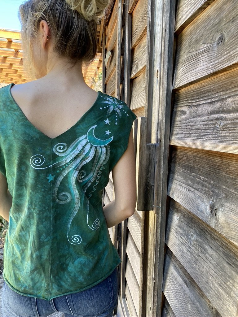 Broccoli Garden Galaxy Delight - Organic Cotton 4 Panel Batik Top - Handmade Batik Dresses Batikwalla