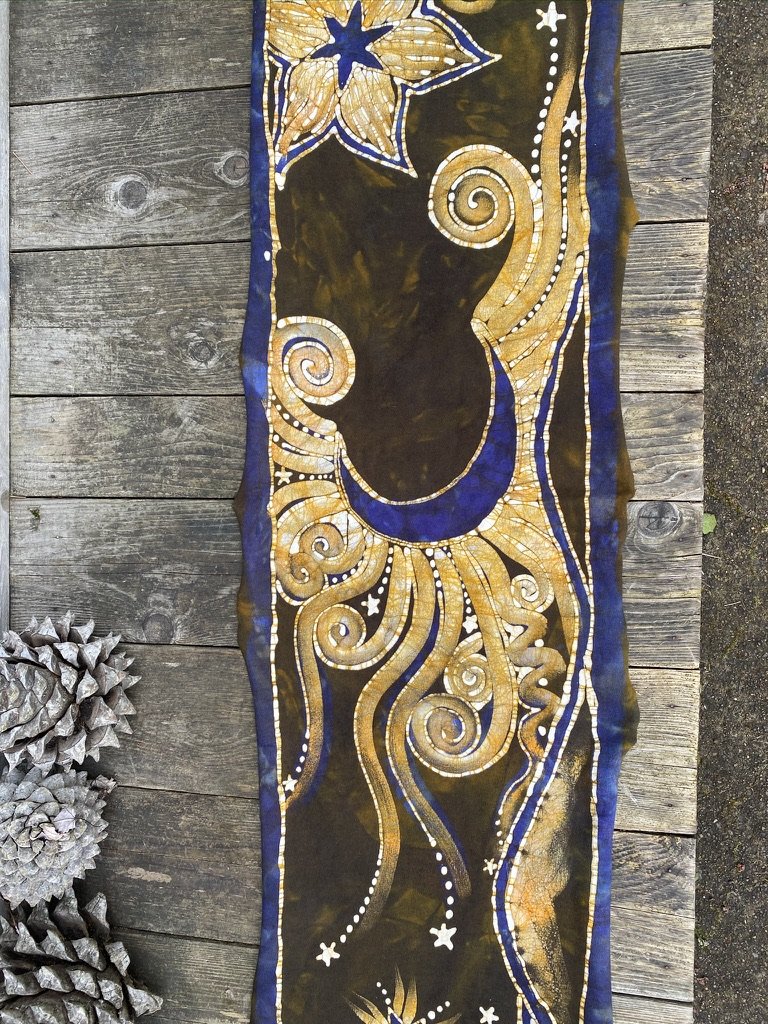 High Prairie Sunset Hand Painted Organic Cotton Batik Scarf scarf batikwalla