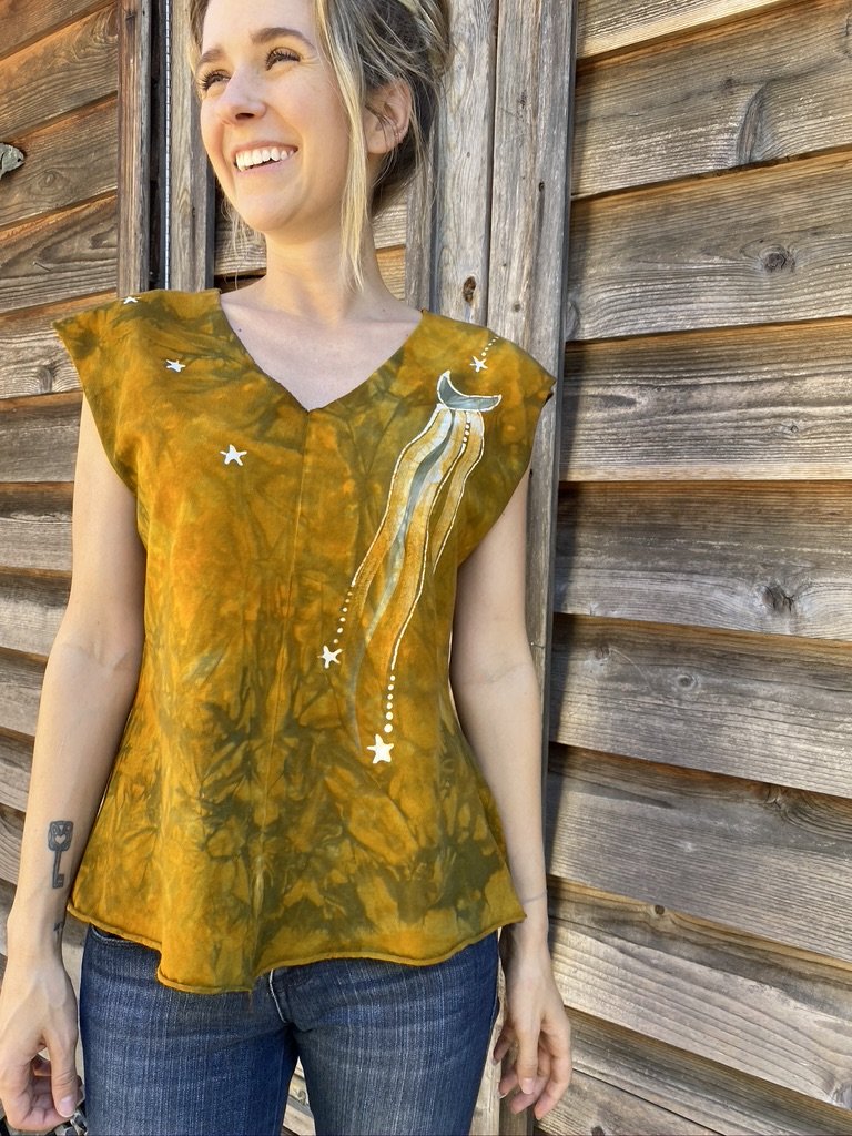 Goldenrod - Organic Cotton 4 Panel Batik Top - Handmade Batik Dresses Batikwalla