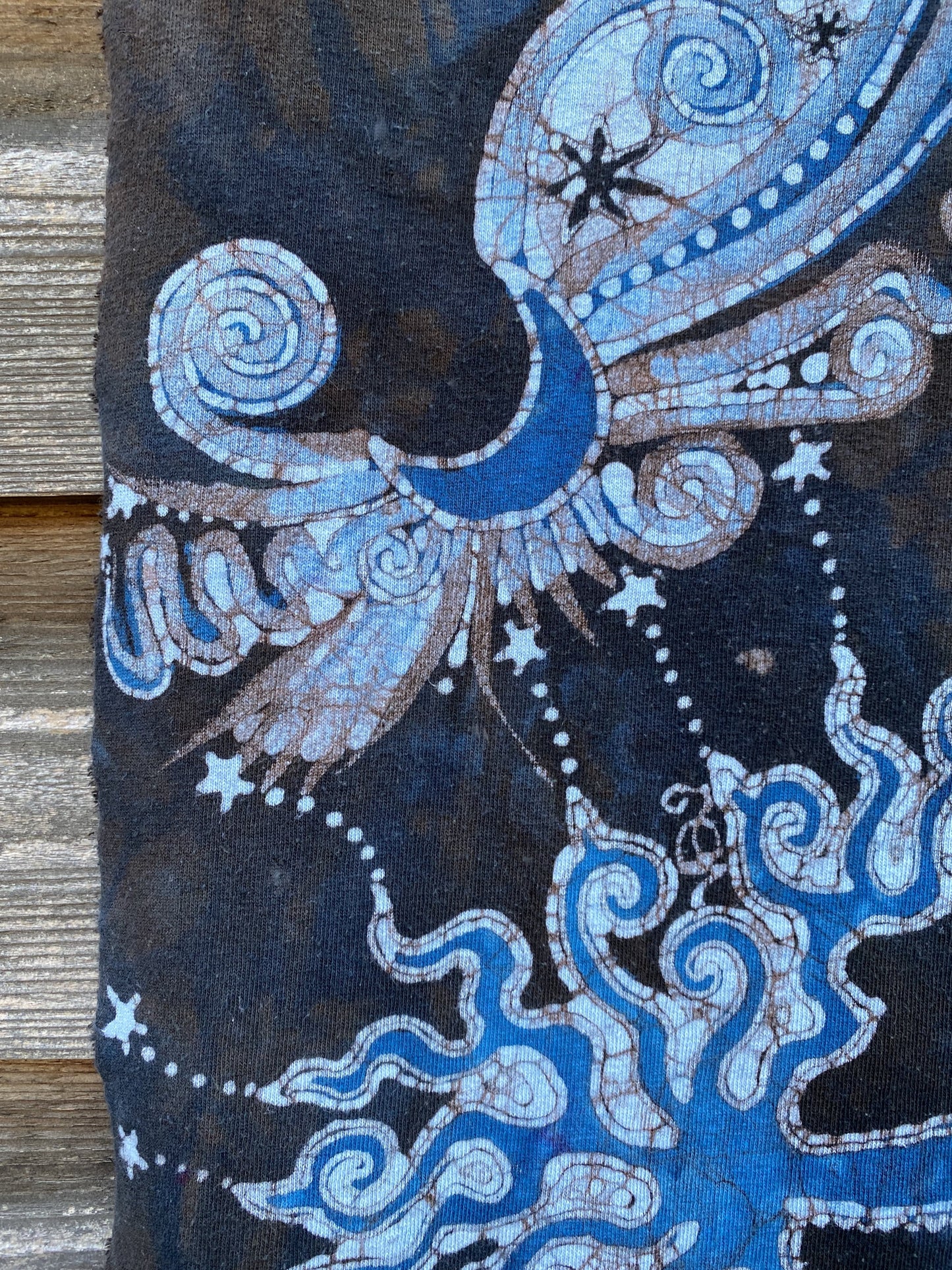 Blue Moon Oak Tree - Hand Painted Organic Cotton Batik Scarf scarf batikwalla