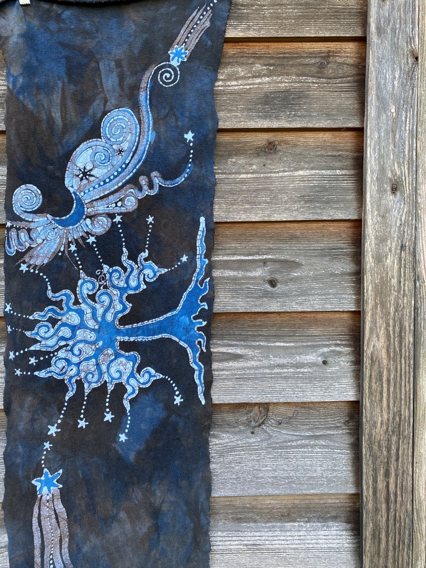 Blue Moon Oak Tree - Hand Painted Organic Cotton Batik Scarf scarf batikwalla