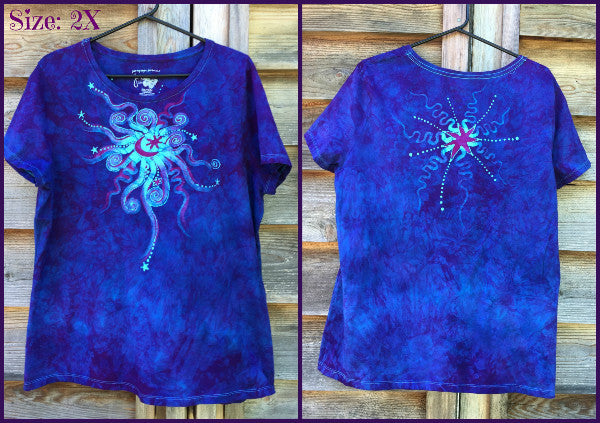 Blue Center Star Handmade Batik Plus Size Tee - Size 1X - Batikwalla
- 5