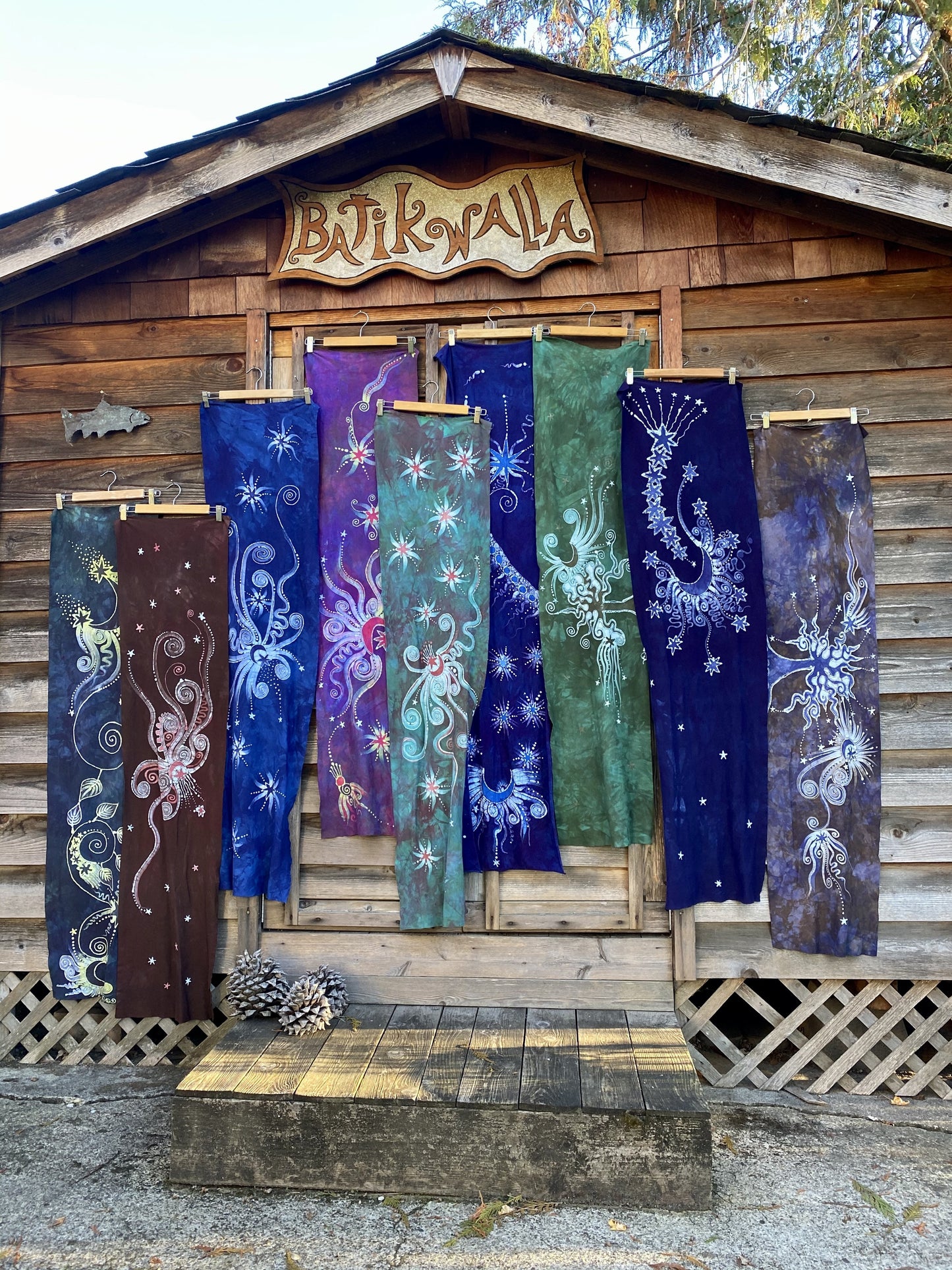 Blue Moon Rising - Hand Painted Organic Knit Fabric Scarf scarf batikwalla