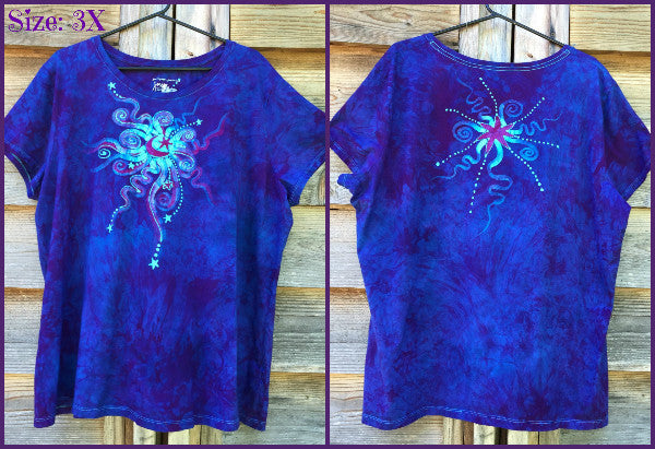 Blue Center Star Handmade Batik Plus Size Tee - Size 1X - Batikwalla
- 6