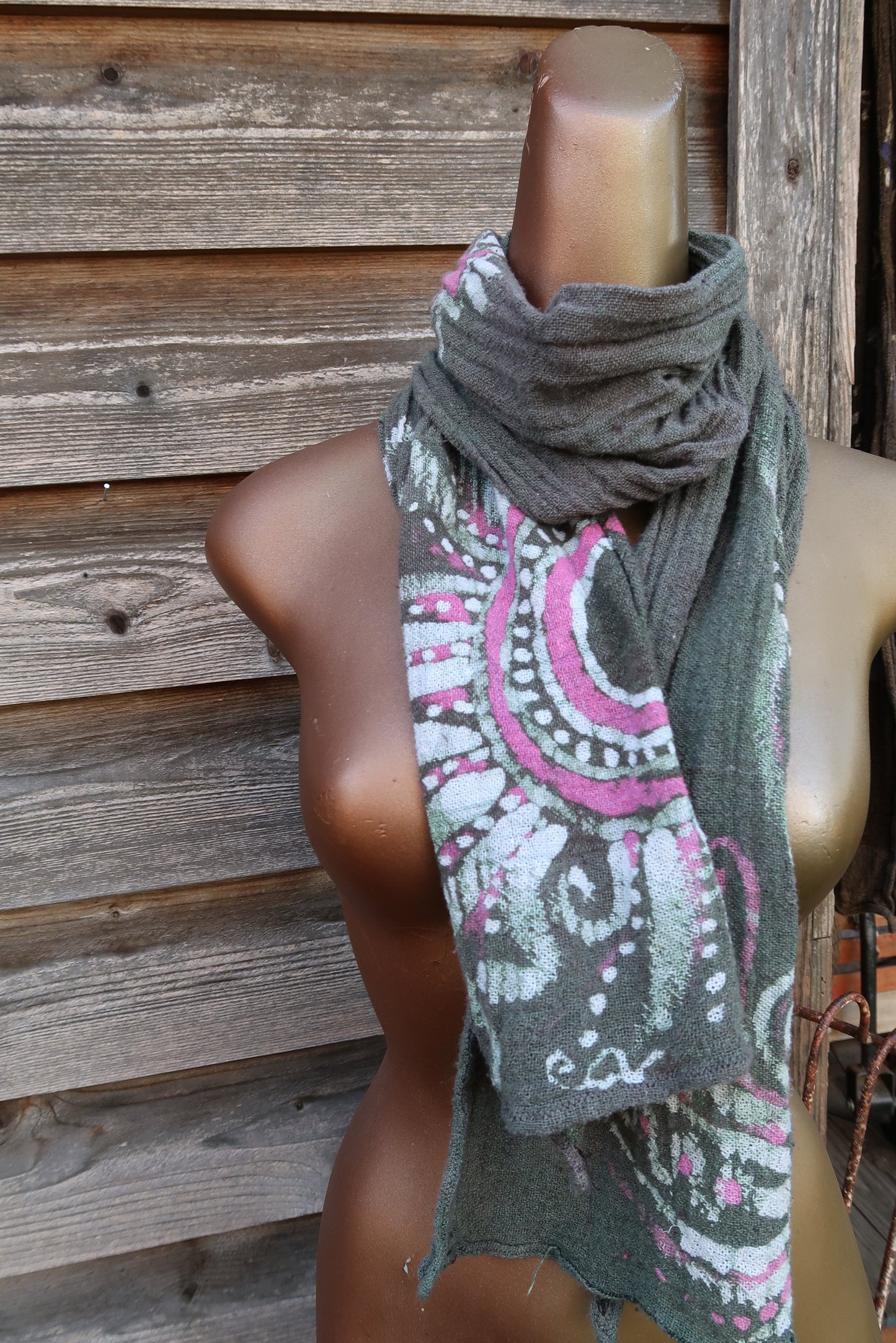Cactus Bloom Handmade Batik Scarf in Woven Organic Cotton scarf batikwalla