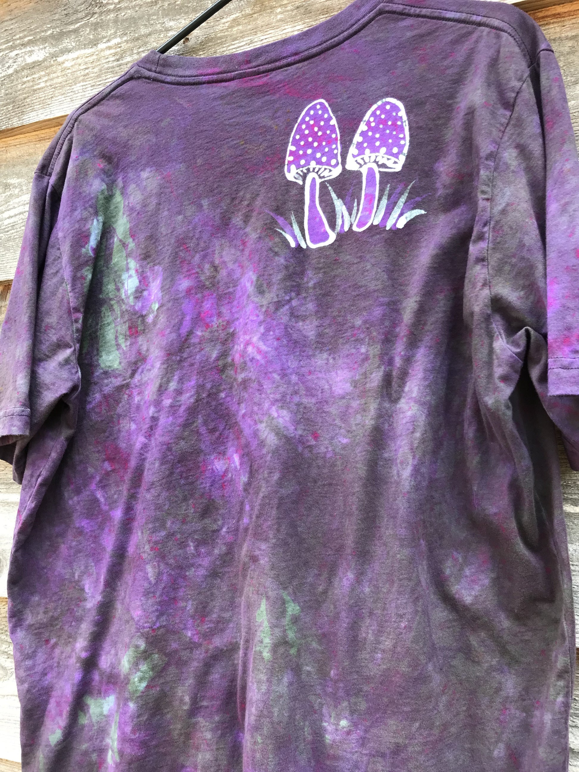 Purple Mushroom Forest Handmade Batikwalla Tshirt - 2X Long ONLY tshirt batikwalla
