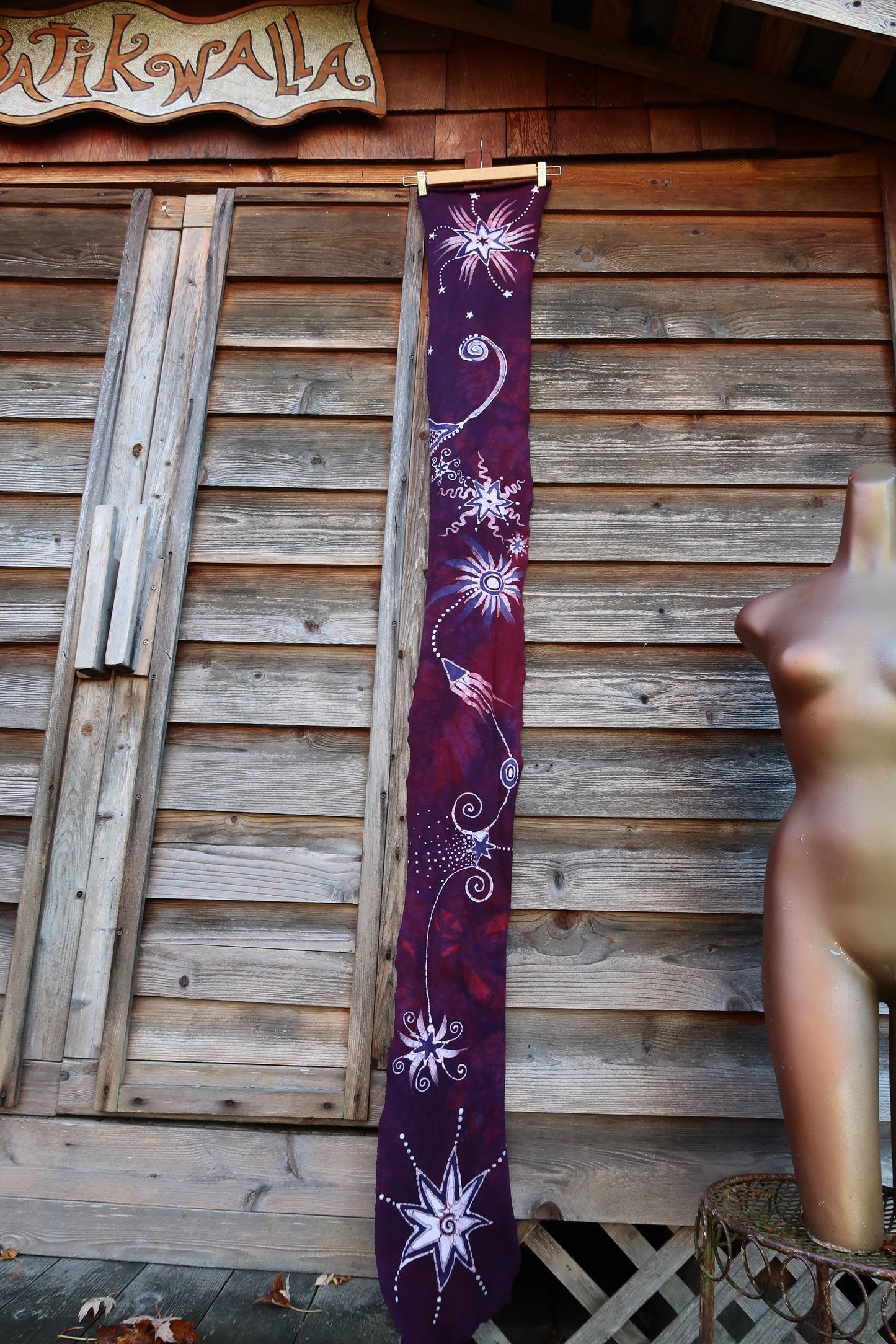 Cosmic Daydream Hand Painted Organic Cotton Batik Scarf scarf batikwalla