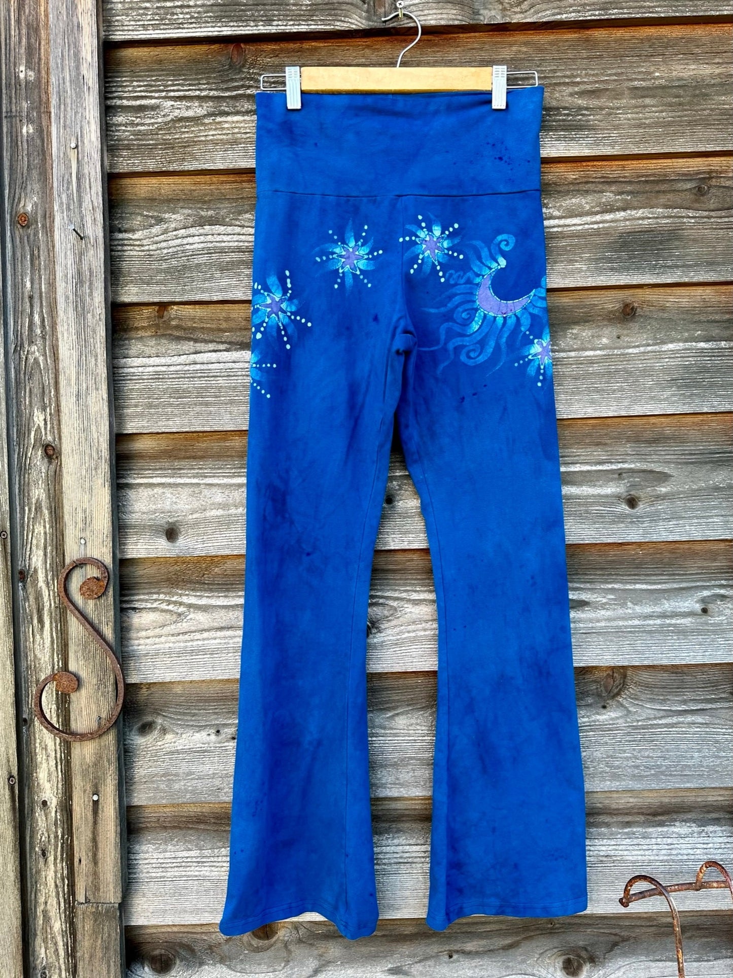 Super Blue Starflower Stretchy Movement Pants - Size Medium Yoga Pants batikwalla