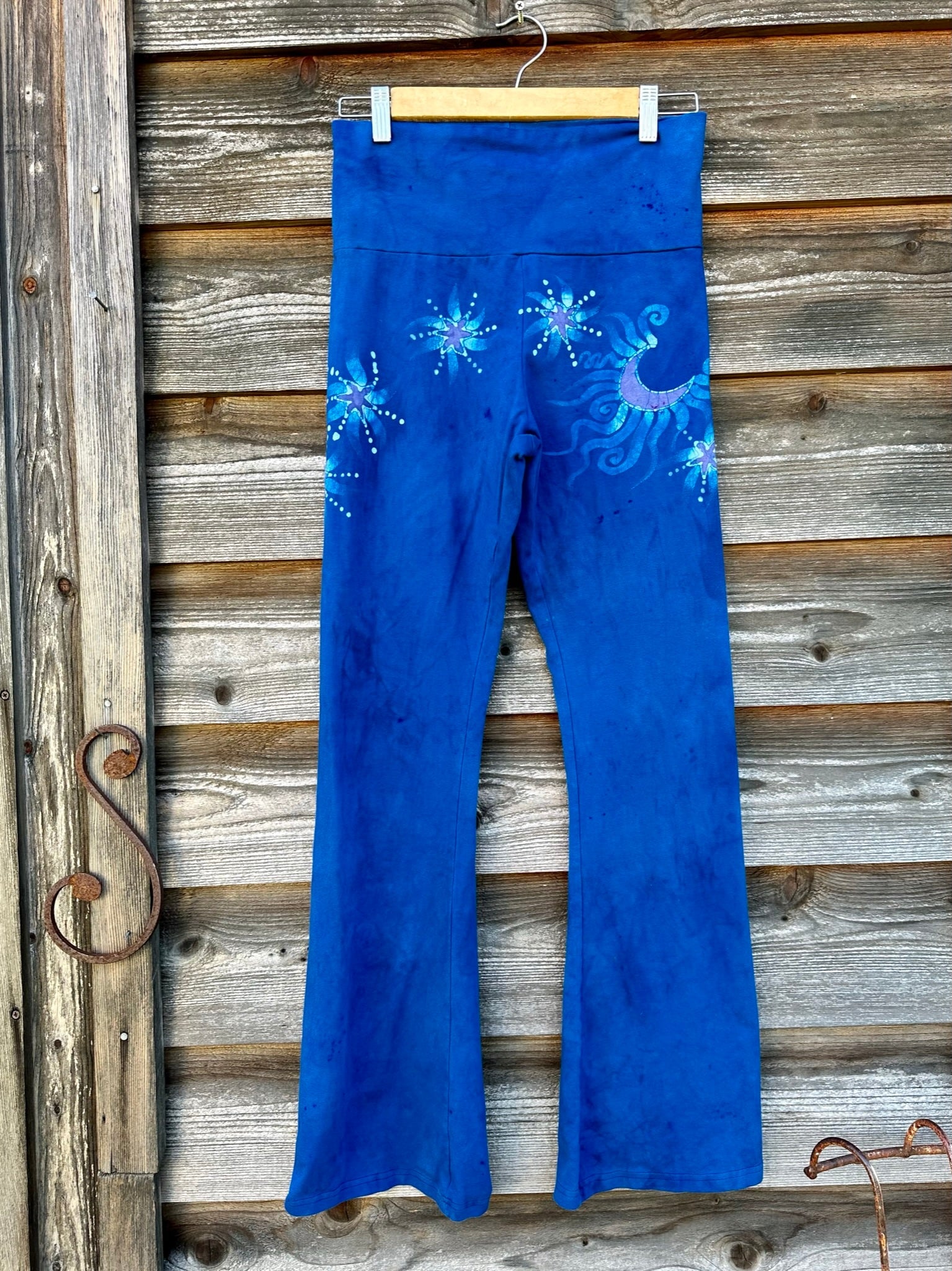 Super Blue Starflower Stretchy Movement Pants - Size Medium Yoga Pants batikwalla