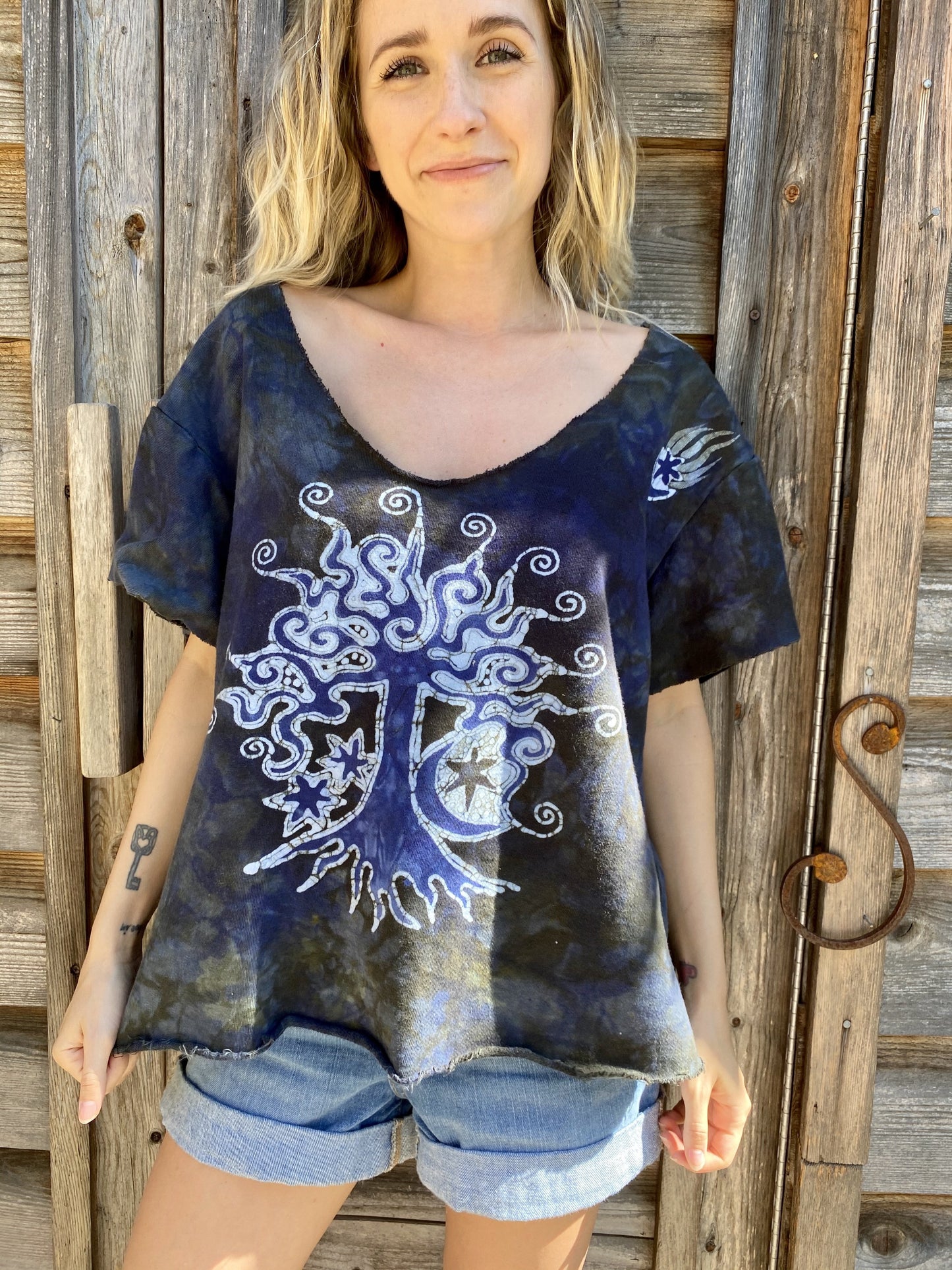 Amethyst Forest Cotton Handmade Batik Top - Large Batik Dresses Batikwalla