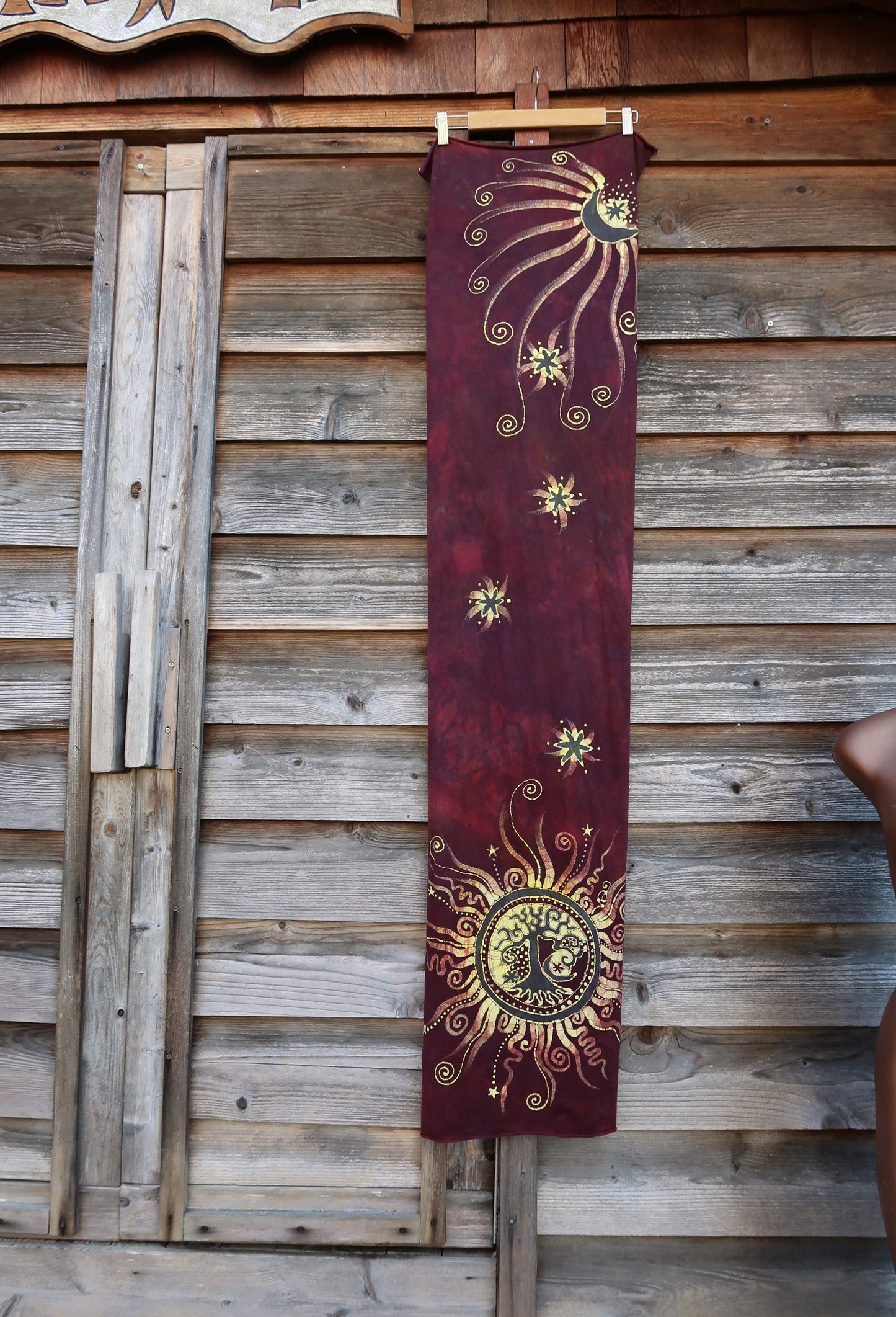 Tree of Life Rising Sun - Hand Painted Organic Knit Fabric Scarf scarf batikwalla