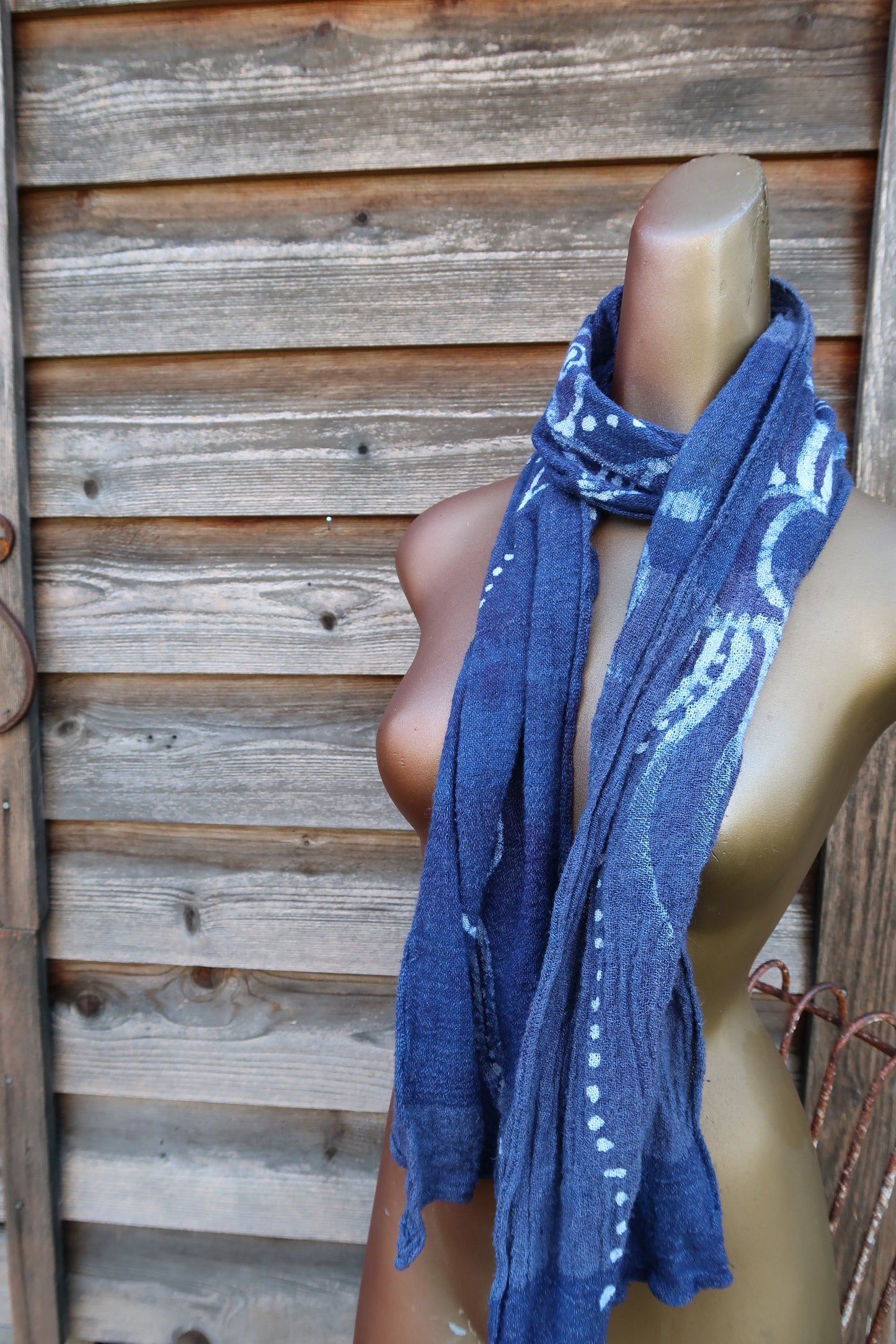 Blue Moon Batik Handmade Scarf in Woven Organic Cotton scarf batikwalla