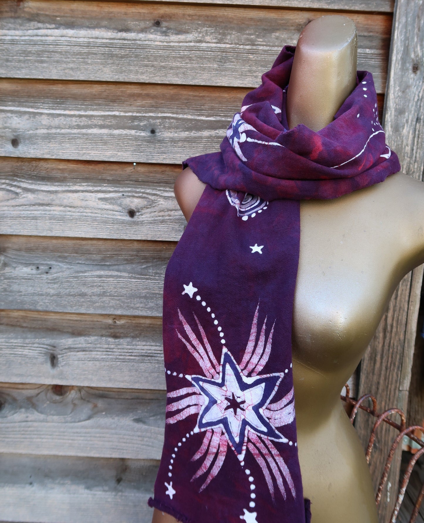 Cosmic Daydream Hand Painted Organic Cotton Batik Scarf scarf batikwalla