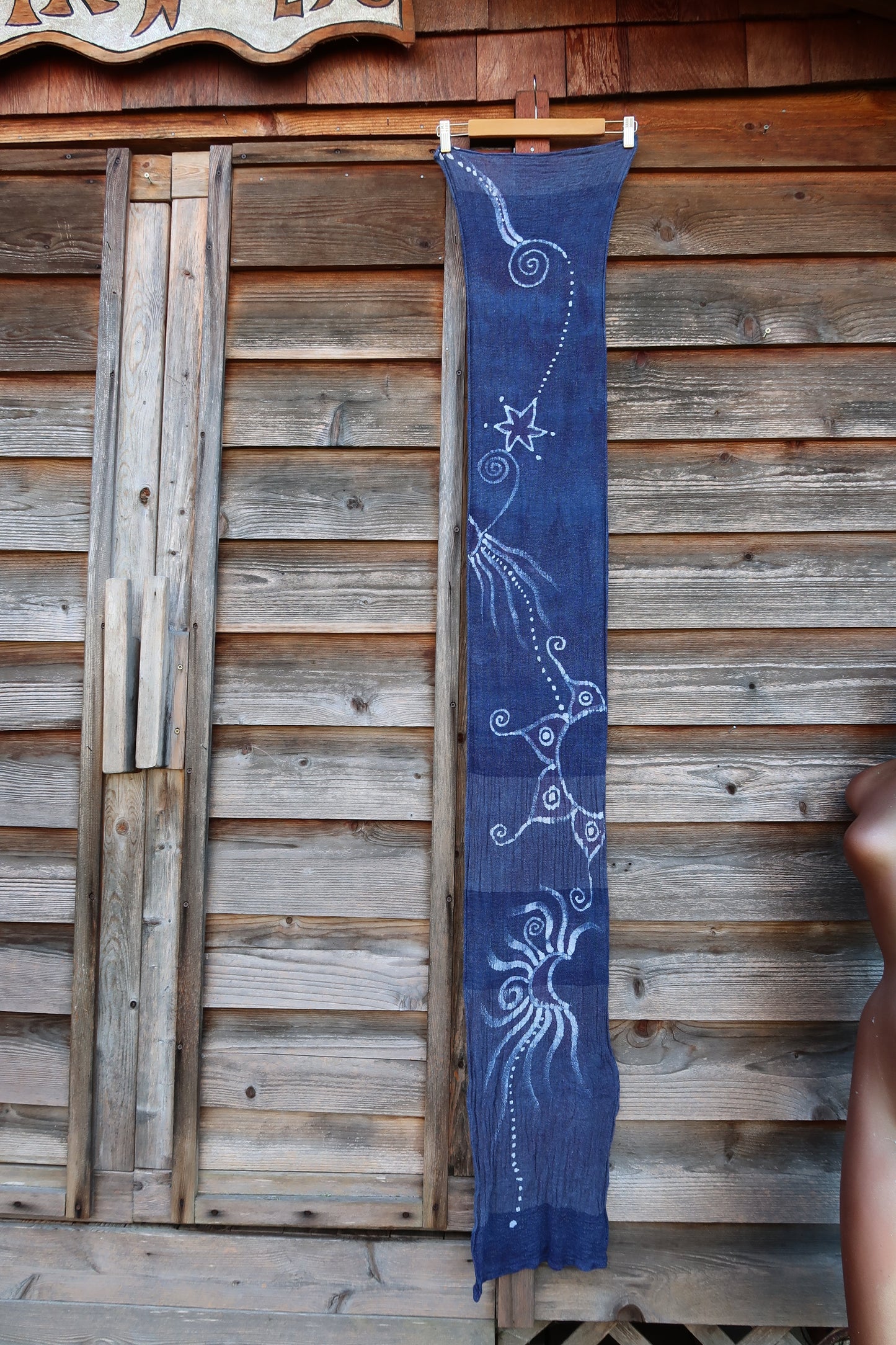 Blue Moon Batik Handmade Scarf in Woven Organic Cotton scarf batikwalla