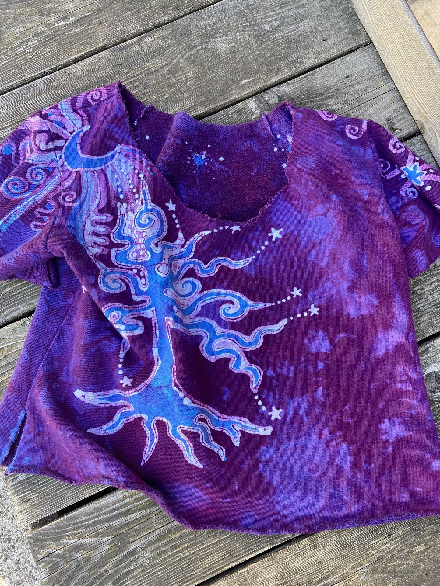 Blue Moon Jewel Tree Organic Cotton Handmade Batik Top Medium/Large Batik Dresses Batikwalla