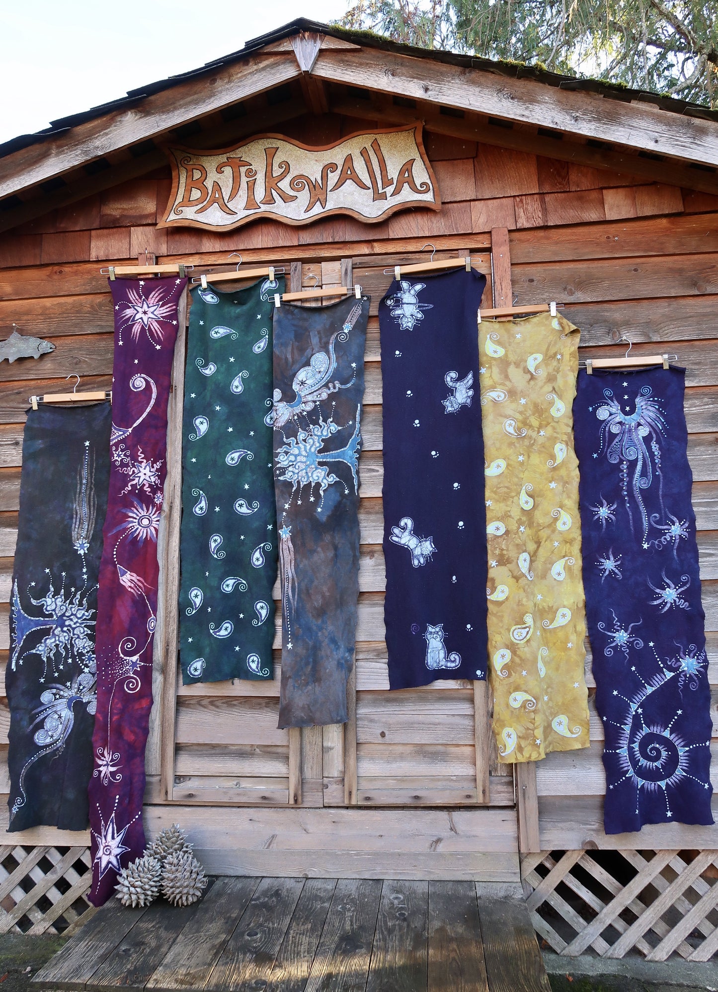 Amethyst Oak Tree - Hand Painted Organic Knit Fabric Scarf scarf batikwalla