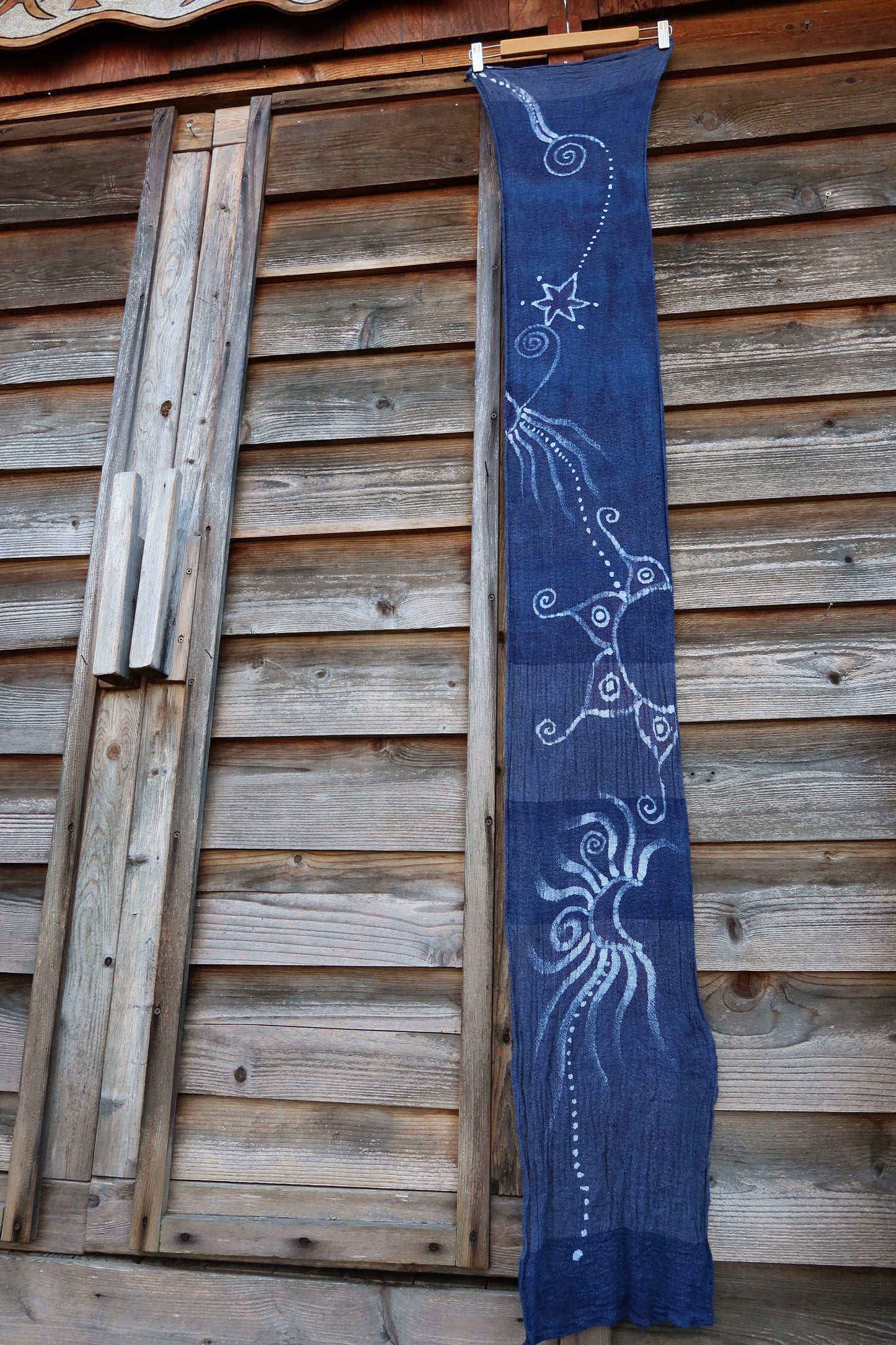 Blue Moon Batik Handmade Scarf in Woven Organic Cotton scarf batikwalla