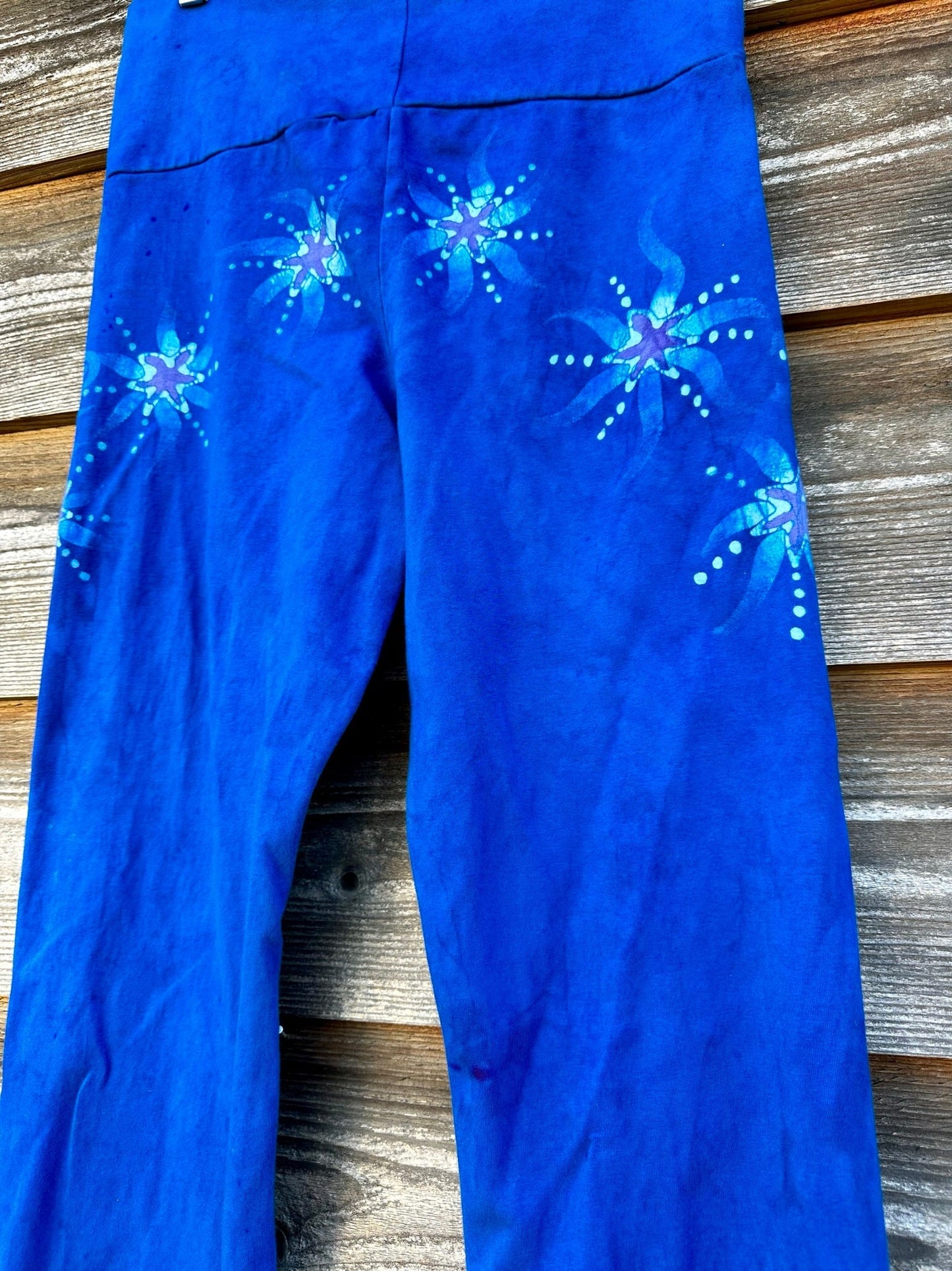 Super Blue Starflower Stretchy Movement Pants - Size Medium Yoga Pants batikwalla
