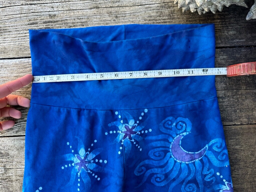 Super Blue Starflower Stretchy Movement Pants - Size Medium Yoga Pants batikwalla