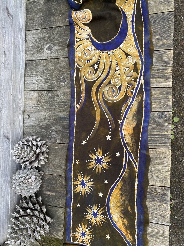 High Prairie Sunset Hand Painted Organic Cotton Batik Scarf scarf batikwalla