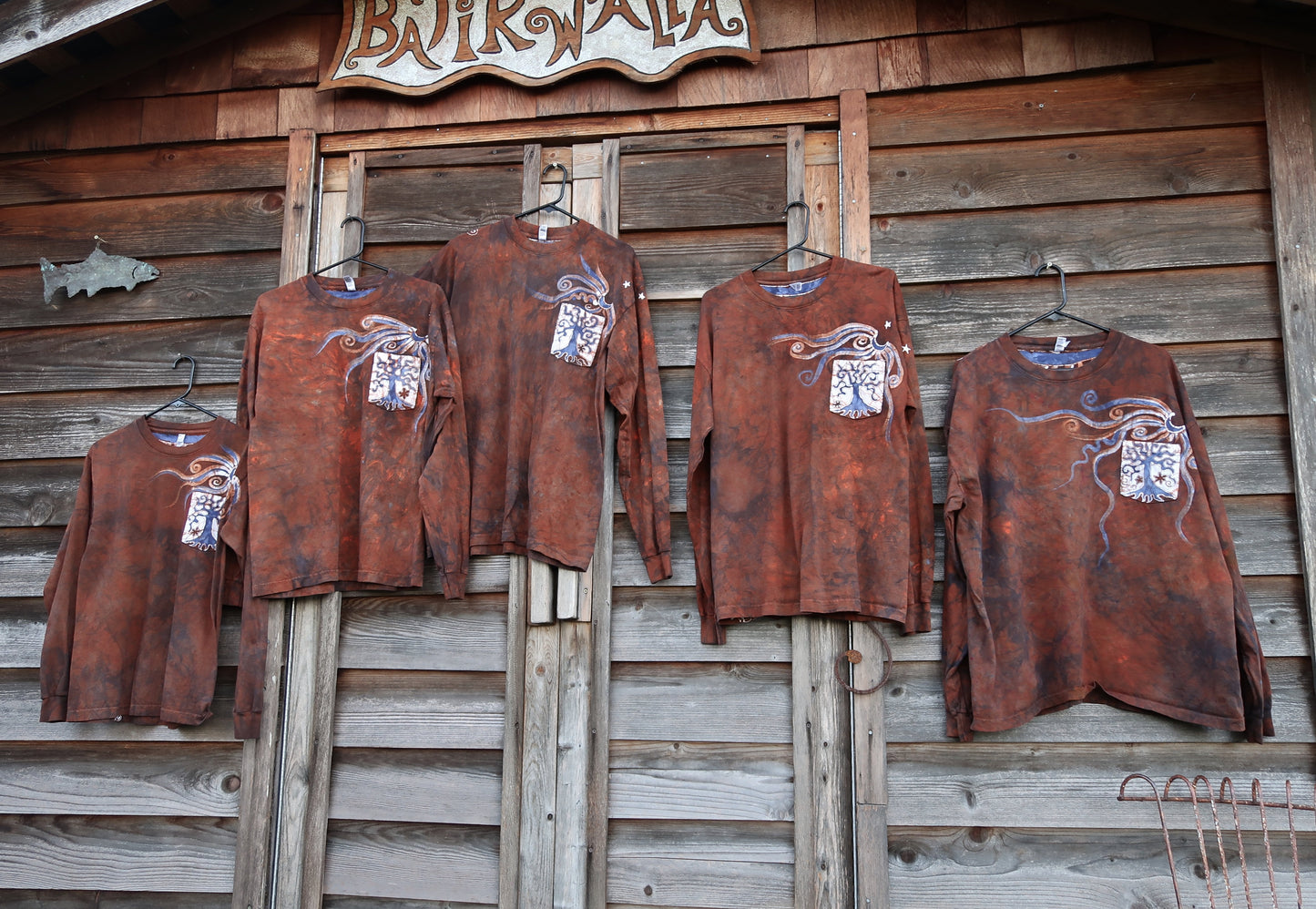 Oak Tree Pocket Hand Crafted Long Sleeve Batik Tshirt tshirt batikwalla