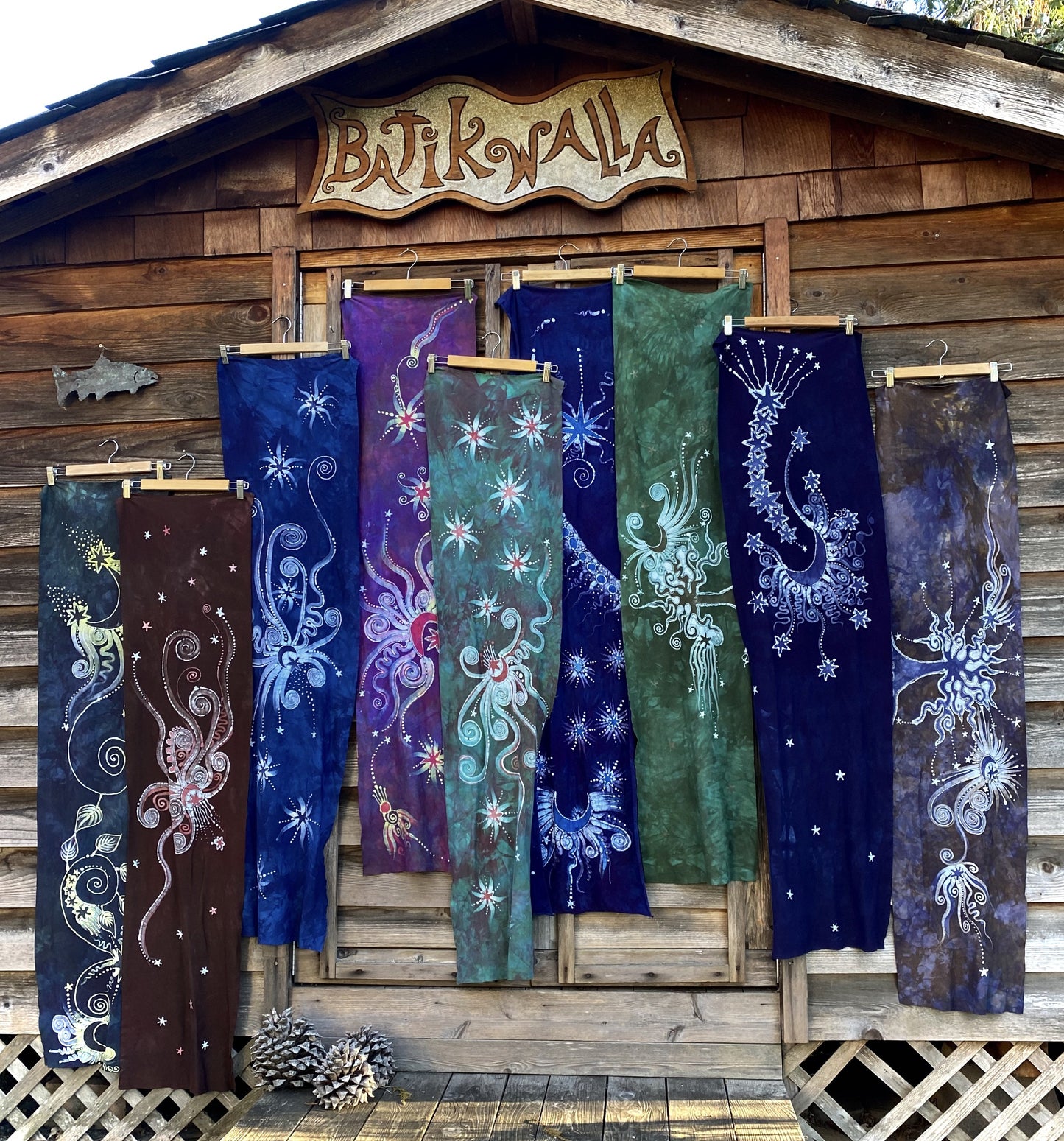 Starseed Moongazer - Hand Painted Organic Knit Fabric Scarf scarf batikwalla