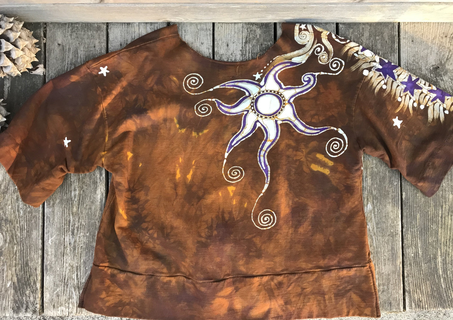 Roots Run Deep Vneck Organic Cotton Handmade Batik Top, Size XL + Batik Dresses Batikwalla
