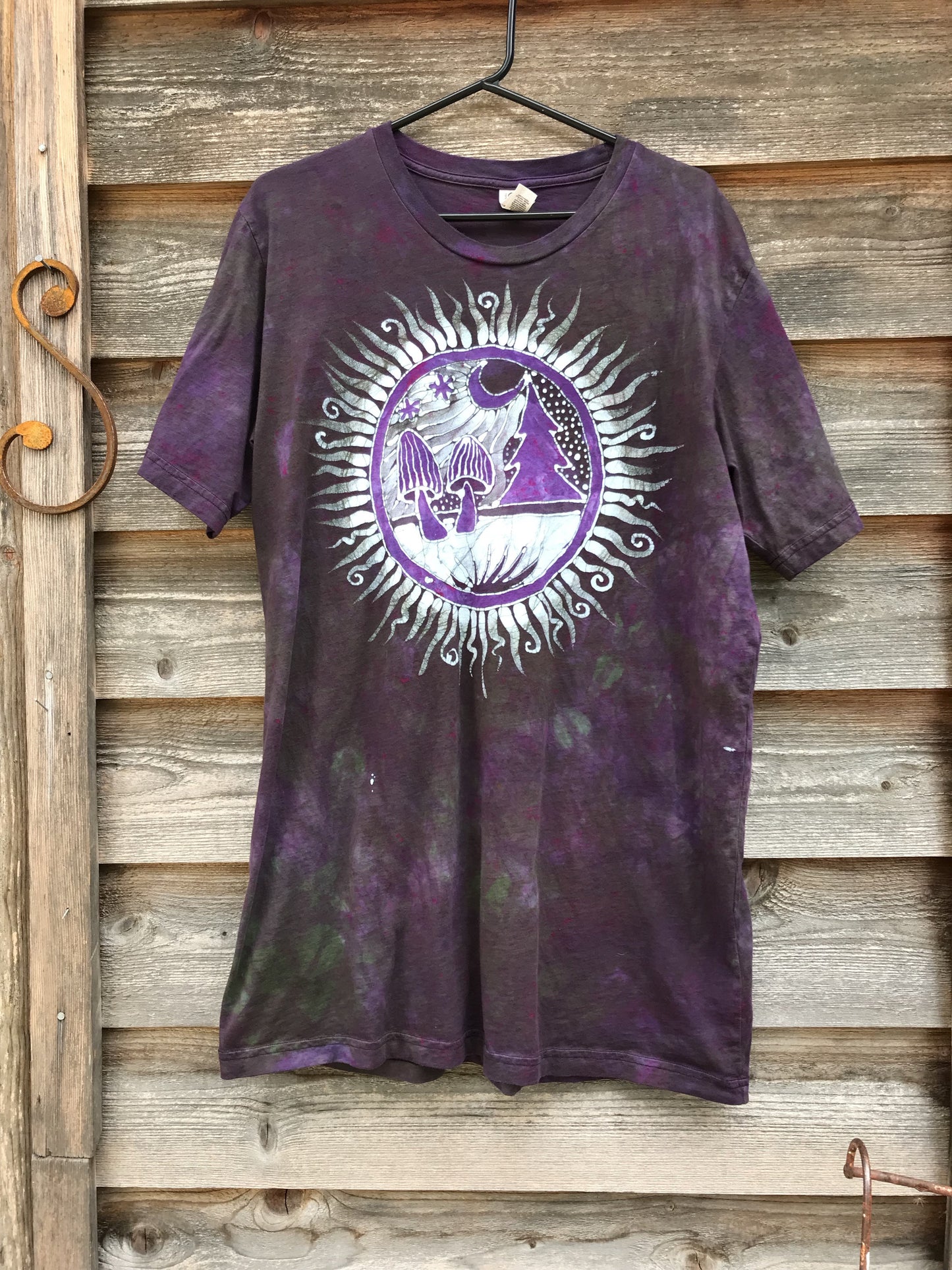 Purple Mushroom Forest Handmade Batikwalla Tshirt - 2X Long ONLY tshirt batikwalla