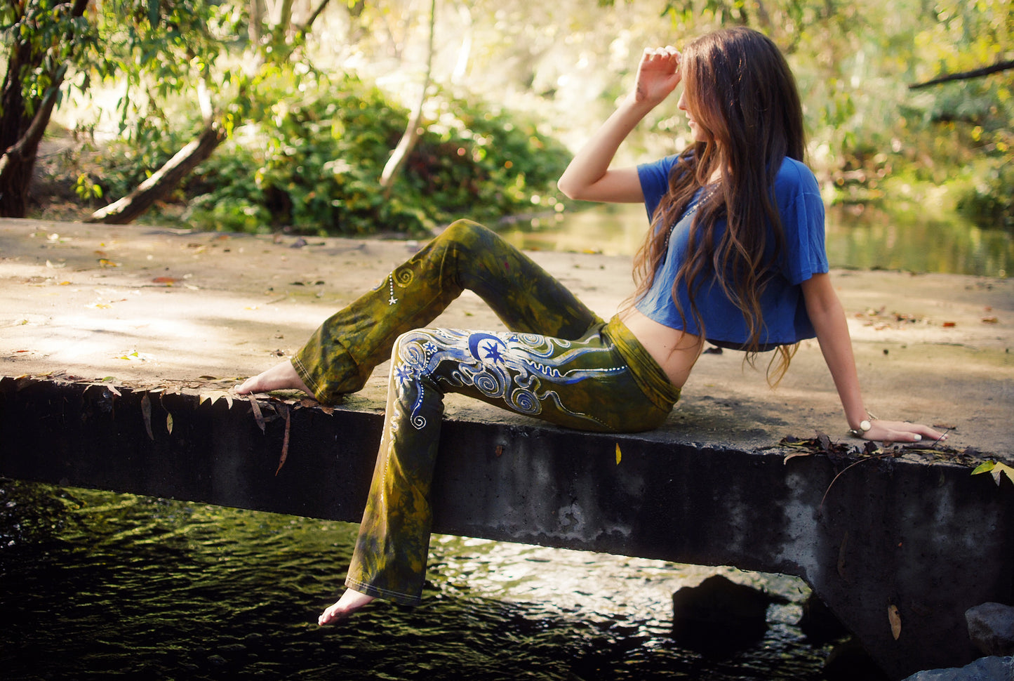 Lavender and Dark Gold Batik Yoga Pants - Batikwalla
- 2