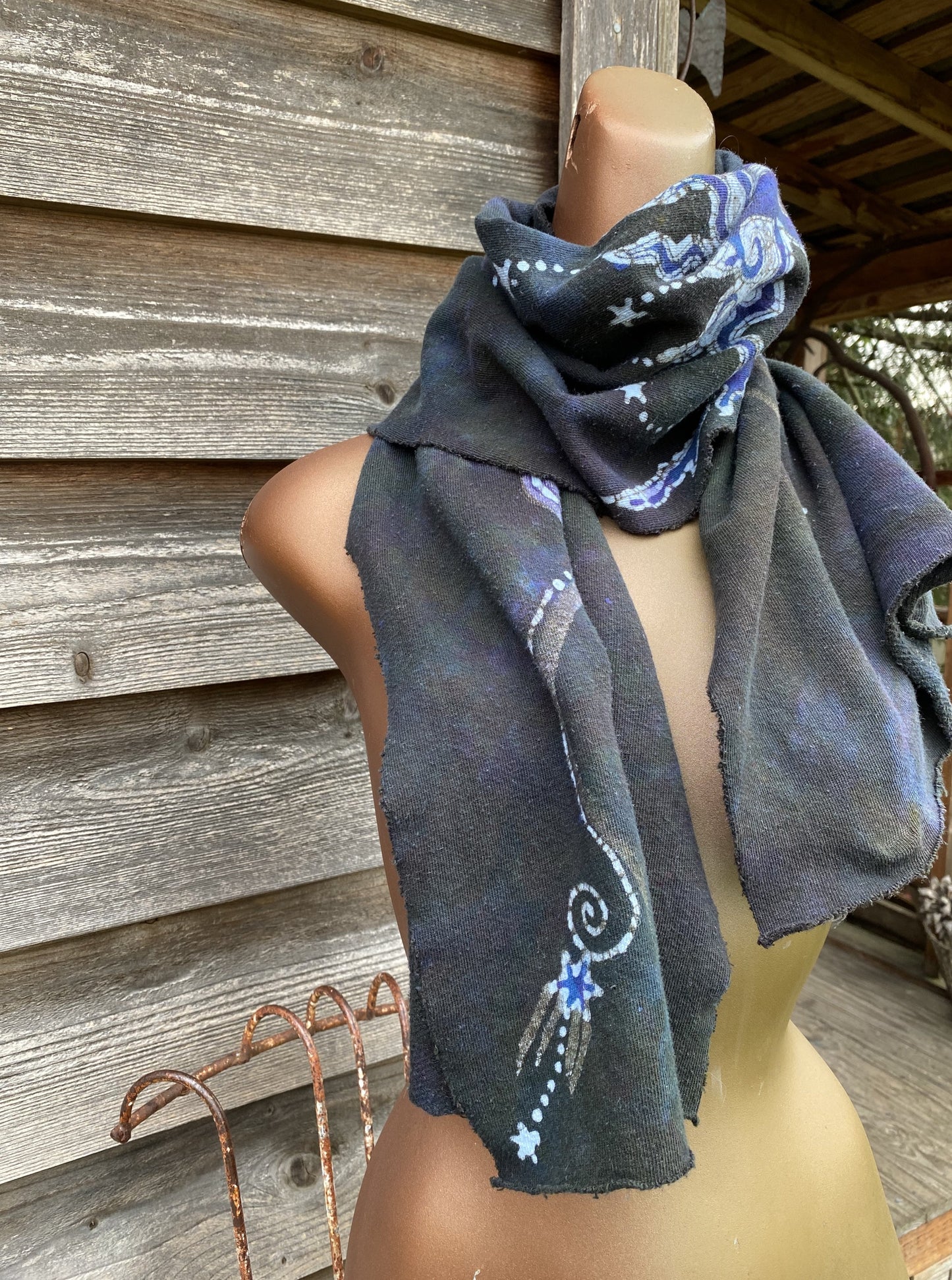 Amethyst Oak Tree - Hand Painted Organic Knit Fabric Scarf scarf batikwalla