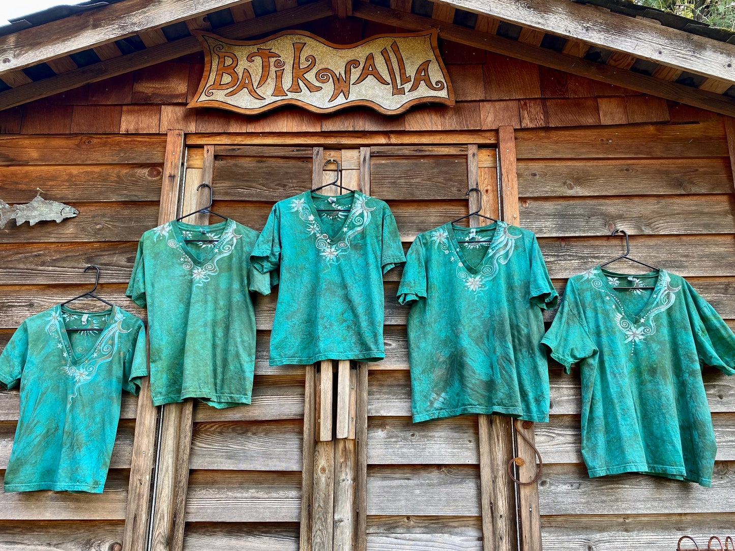 Moonbeams and Mint Stars Batik Vneck Tshirt Batikwalla by Victoria