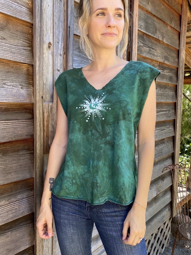 Broccoli Garden Galaxy Delight - Organic Cotton 4 Panel Batik Top - Handmade Batik Dresses Batikwalla
