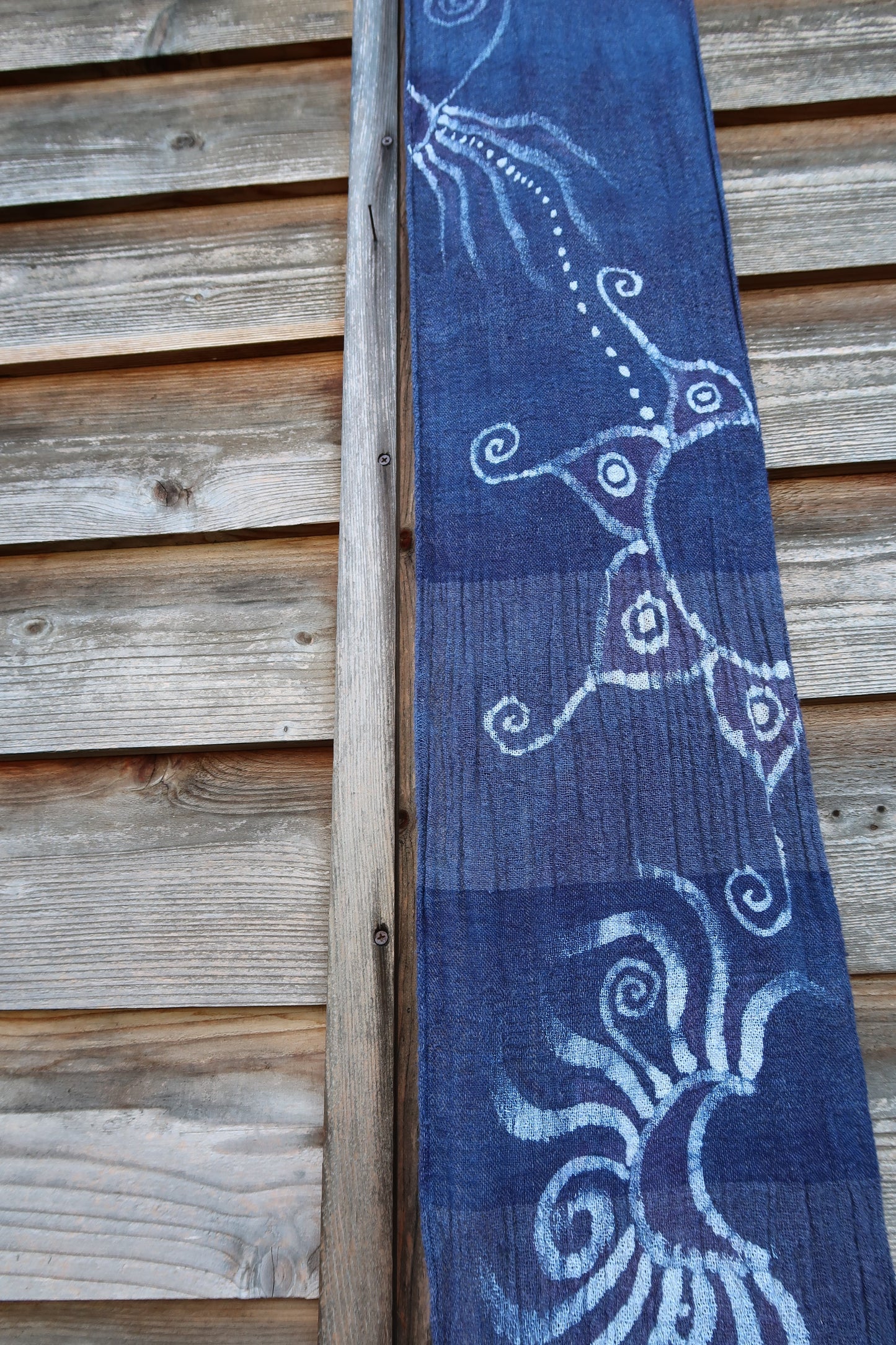 Blue Moon Batik Handmade Scarf in Woven Organic Cotton scarf batikwalla