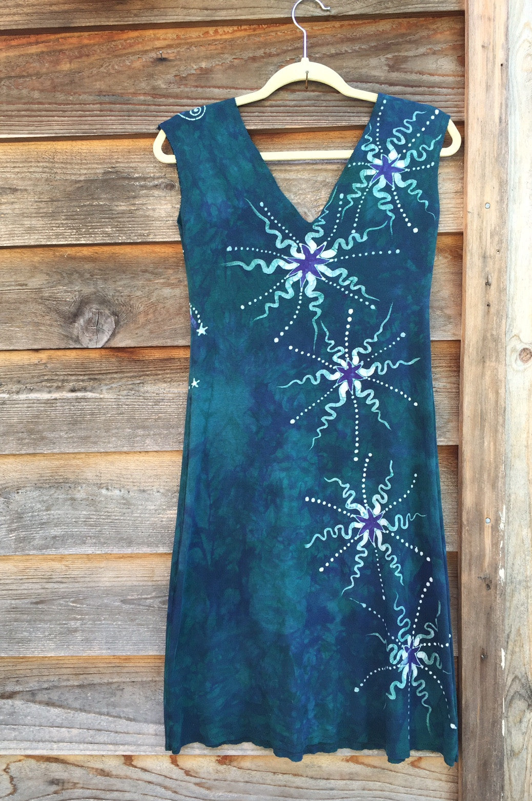 Teal and Purple Moon Star Organic Cotton Batik Dress - Batikwalla
- 9