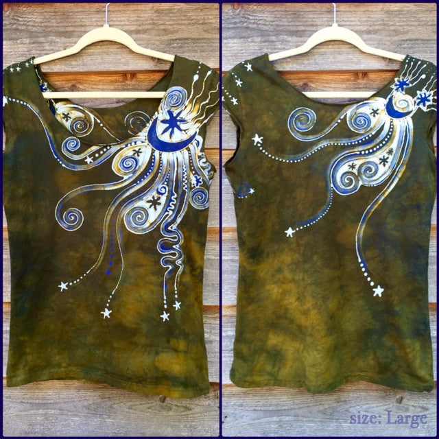 Dark Gold and Purple Moon Batik Top - Size Large - Batikwalla
- 7