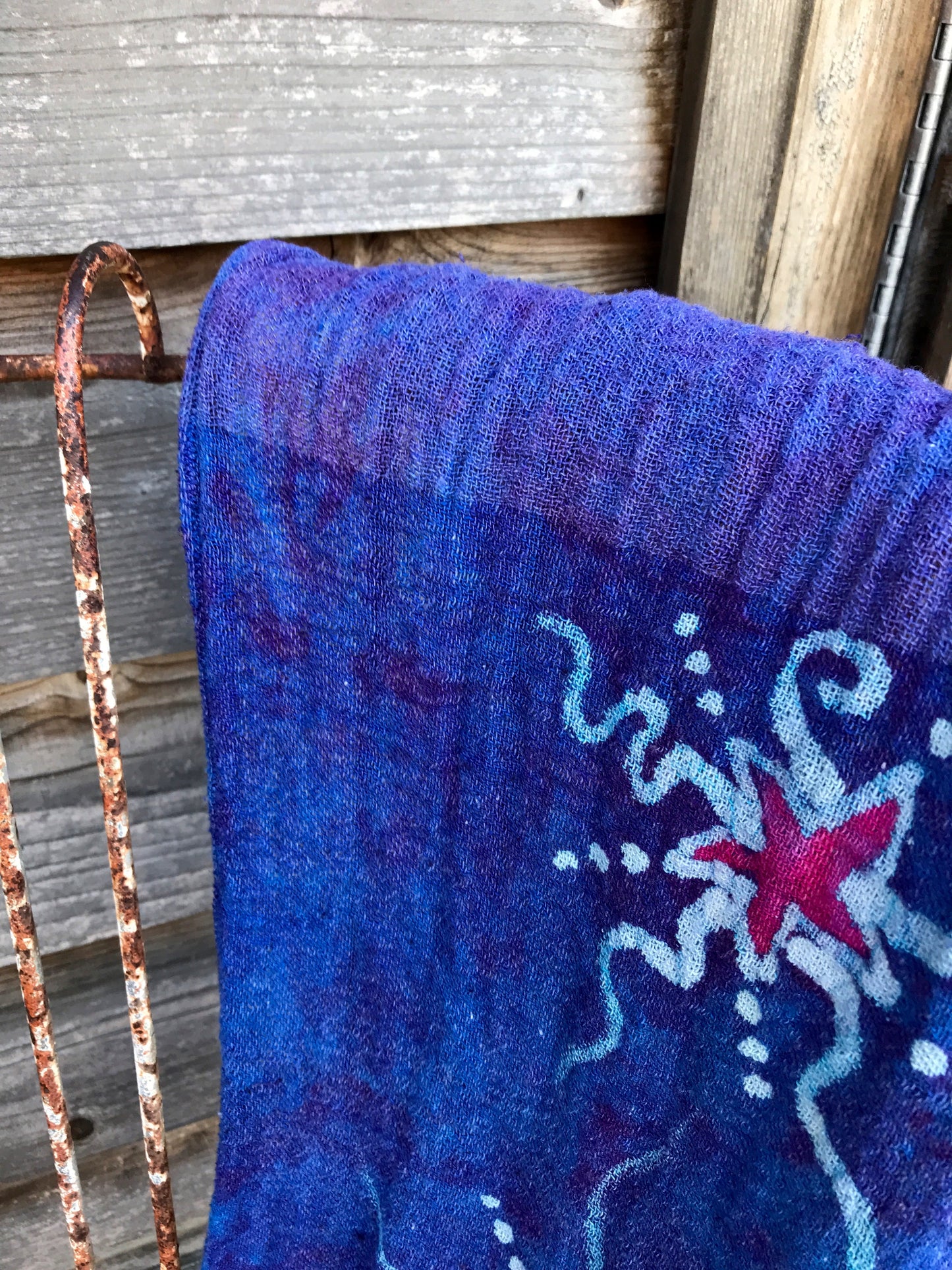 Star Blossoms In The Morning Light Handmade Batik Scarf in Organic Cotton