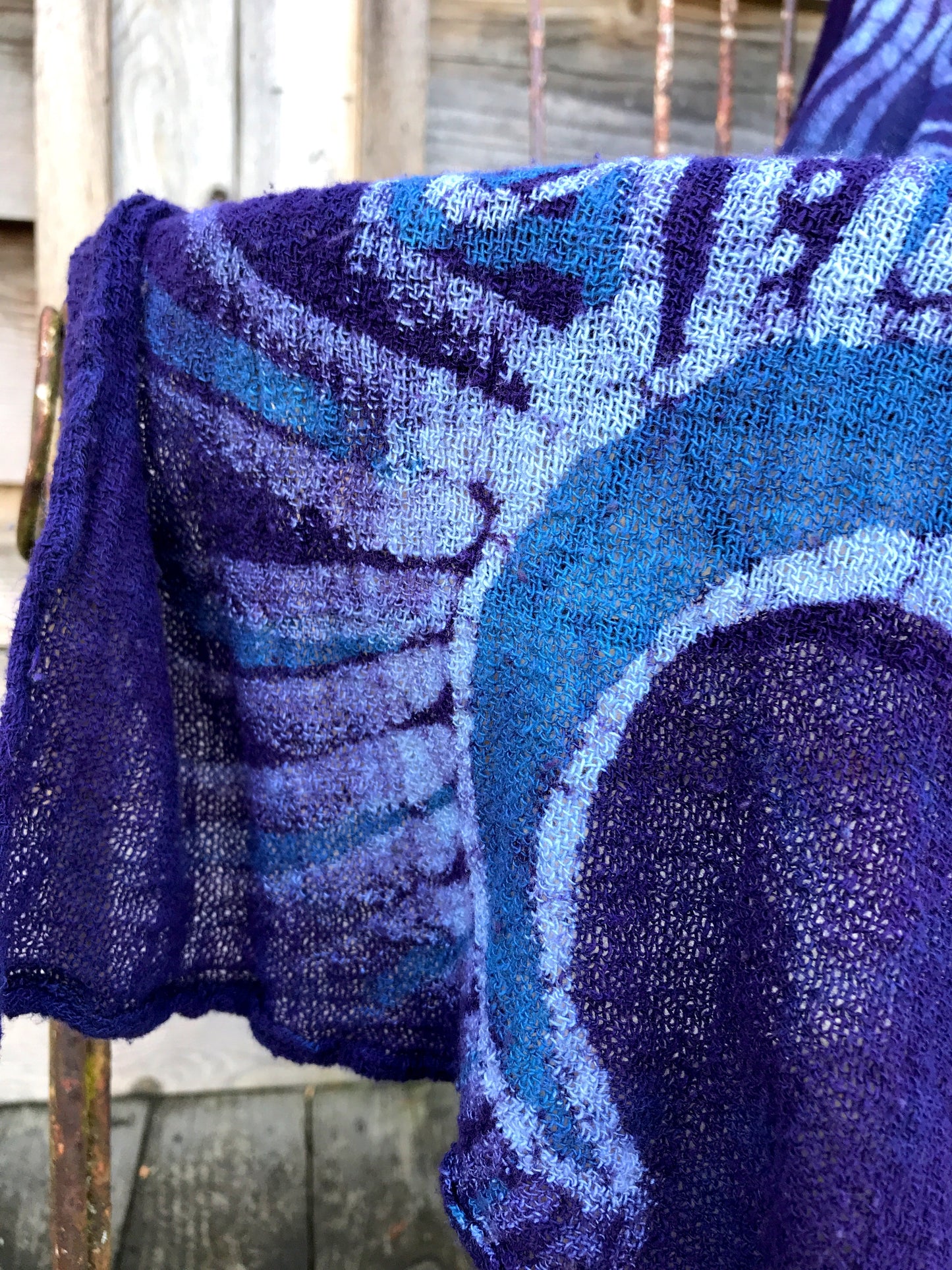 Starry Nightscape Handmade Batik Scarf in Organic Cotton