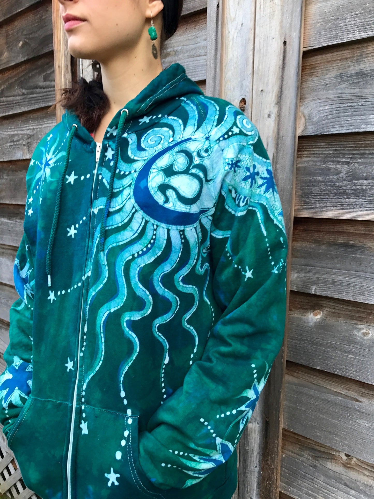 Teal Supernova Organic Cotton Batik Hoodie